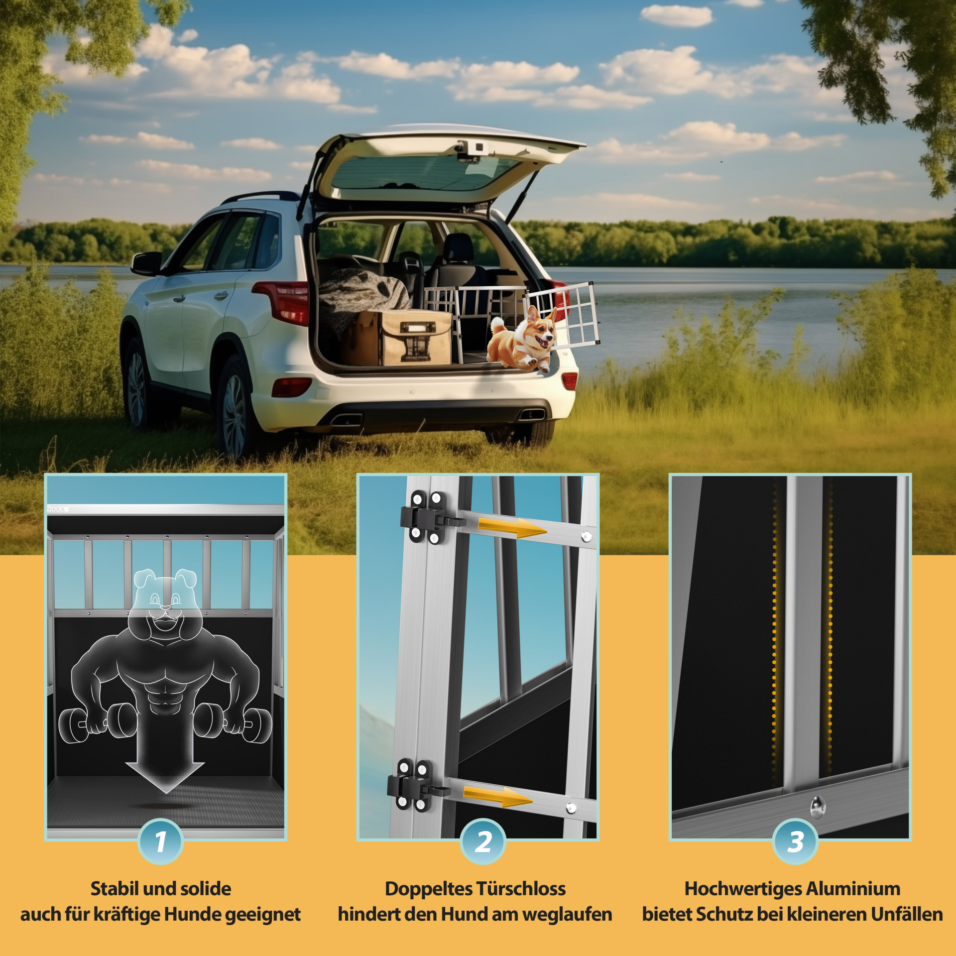 Hundetransportbox M Alu 70x54x51cm