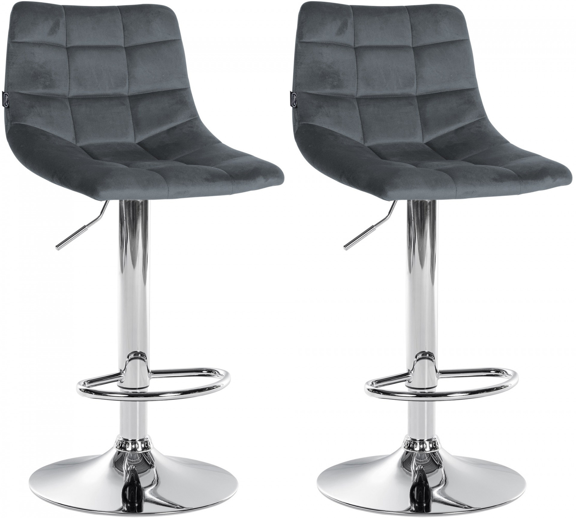 2er Set Barhocker Jerry Samt chrom, dunkelgrau