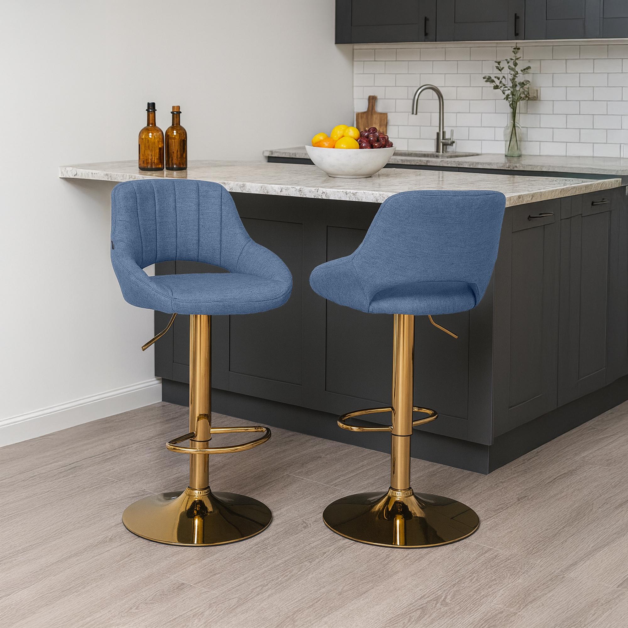 2er Set Barhocker Milet Stoff G, blau