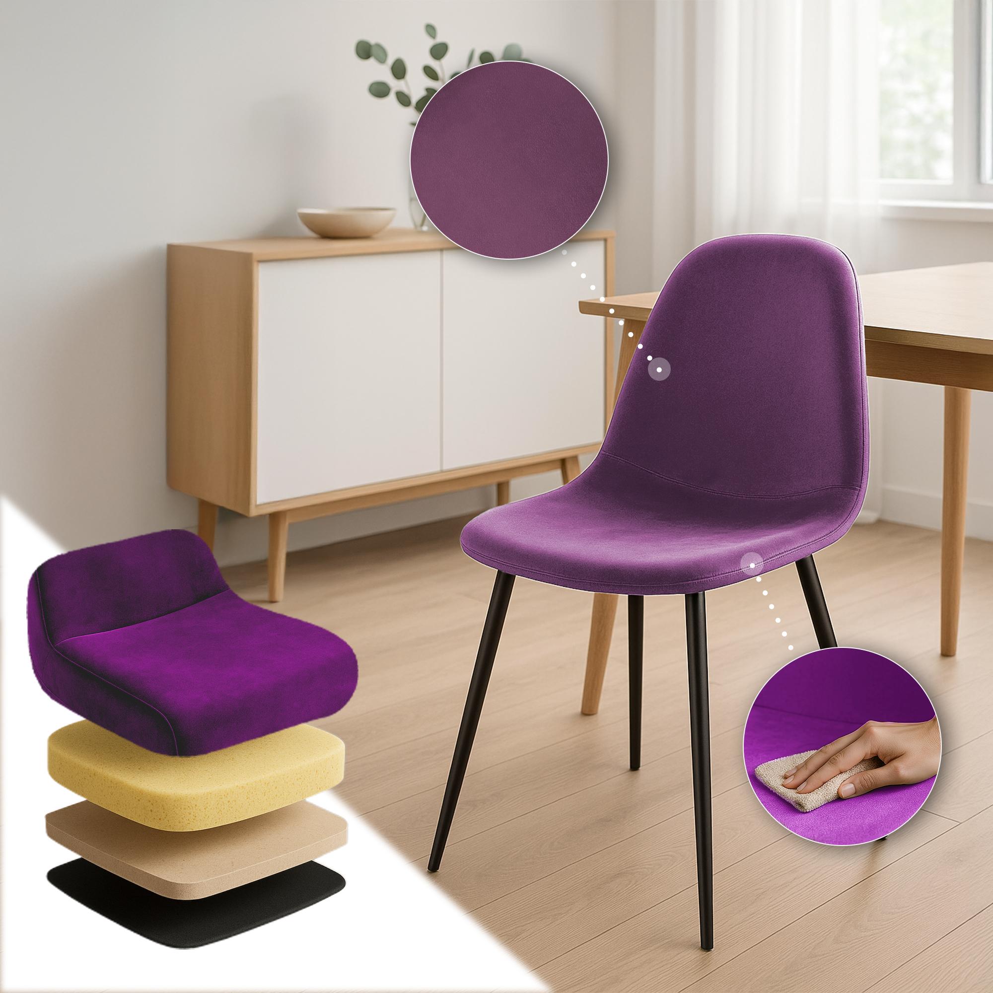 4er Set Esszimmerstühle Napier Samt, lila