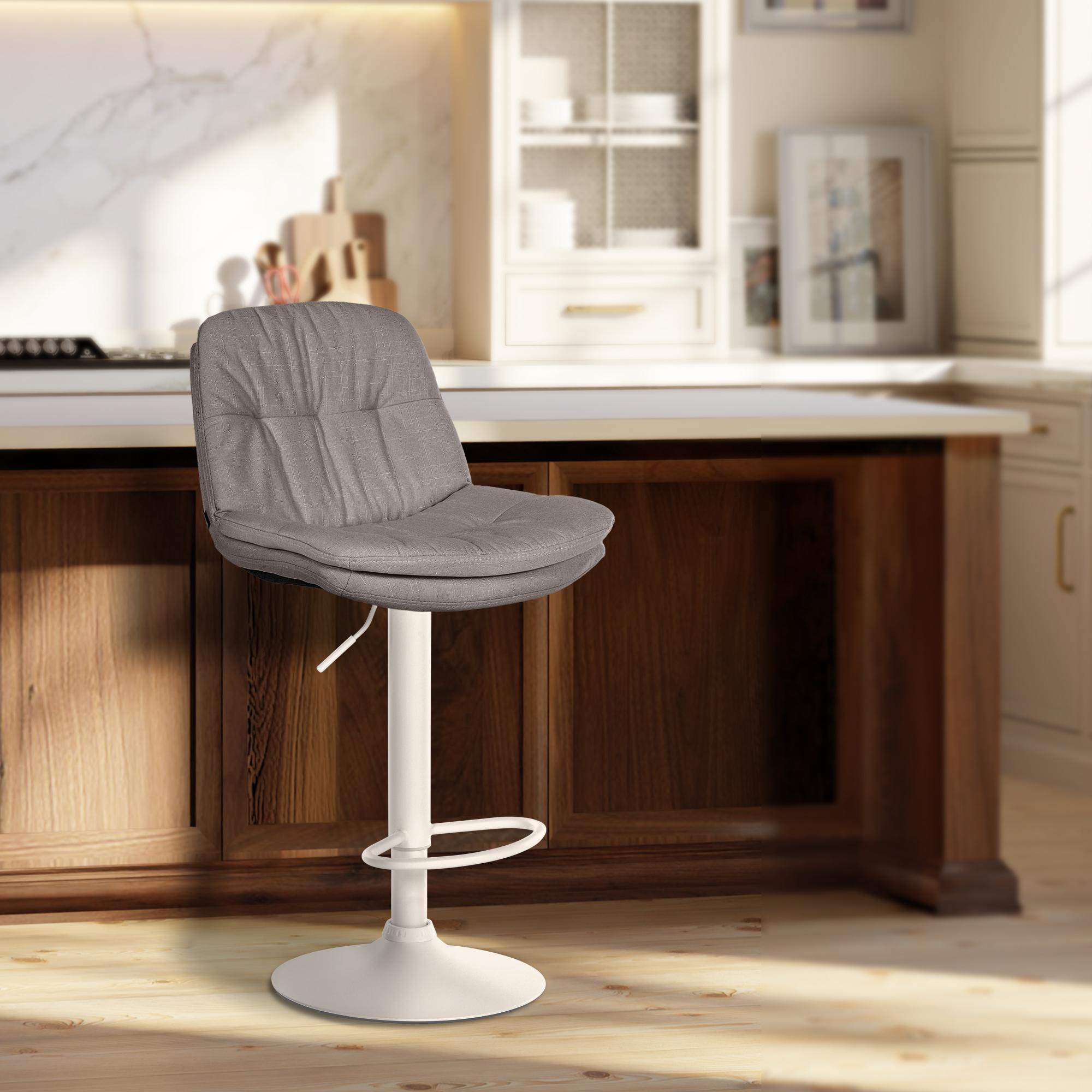 Barhocker Laurel Stoff weiß, grau