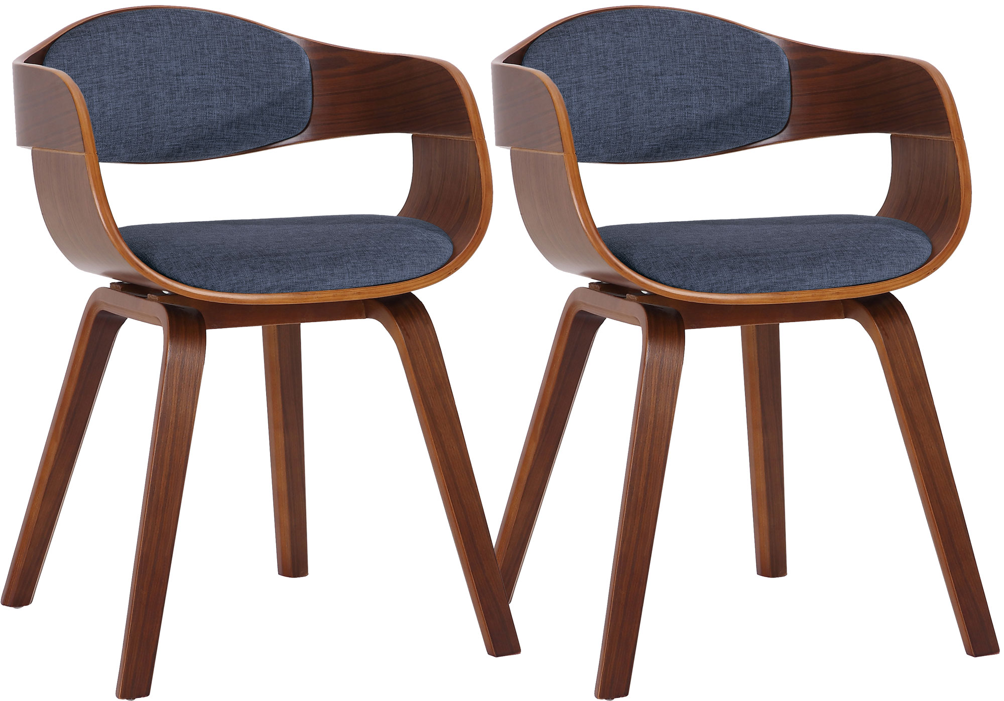 2er Set Stühle Kingston Stoff, walnuss/blau