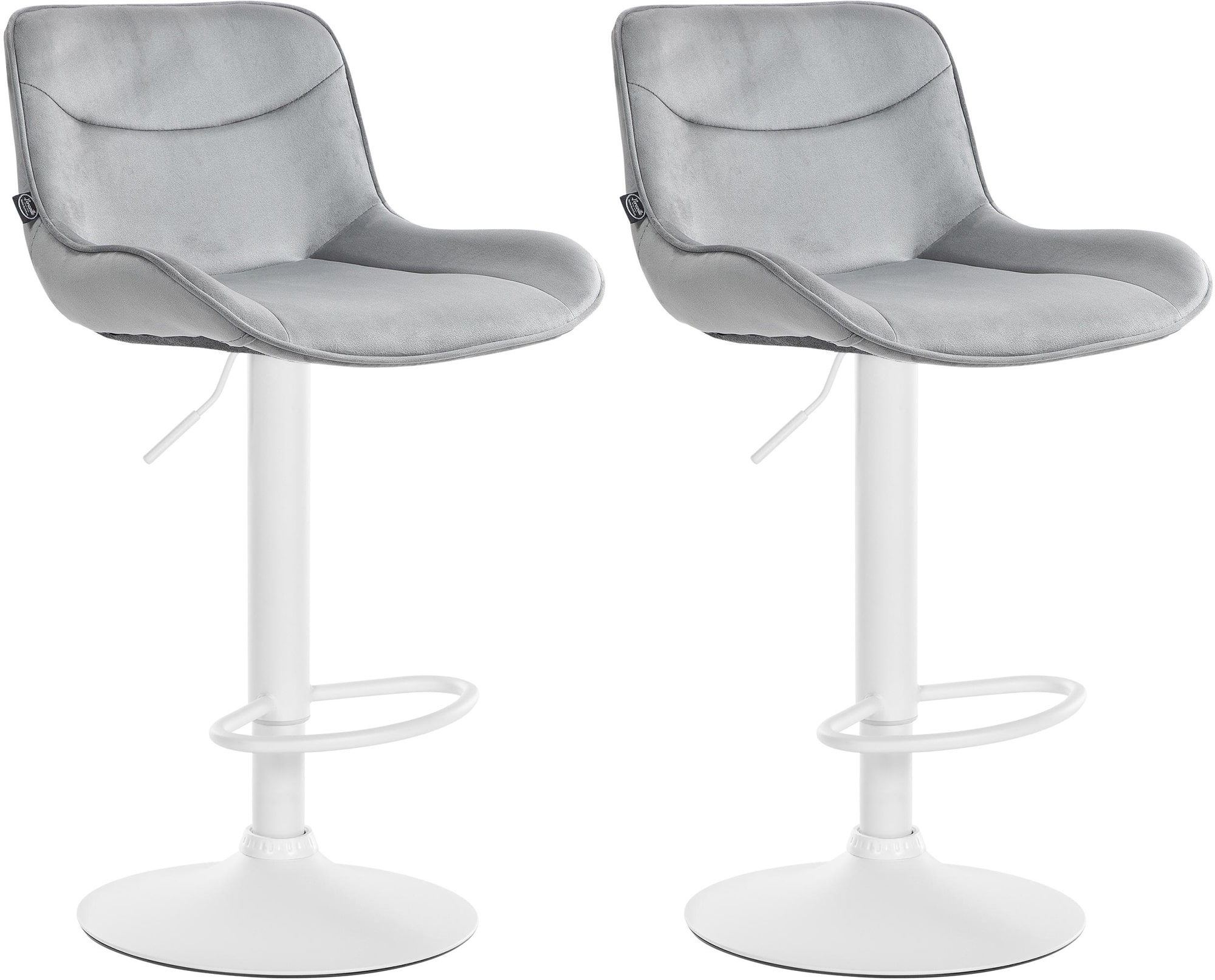 2er Set Barhocker Vonore Samt weiß, grau