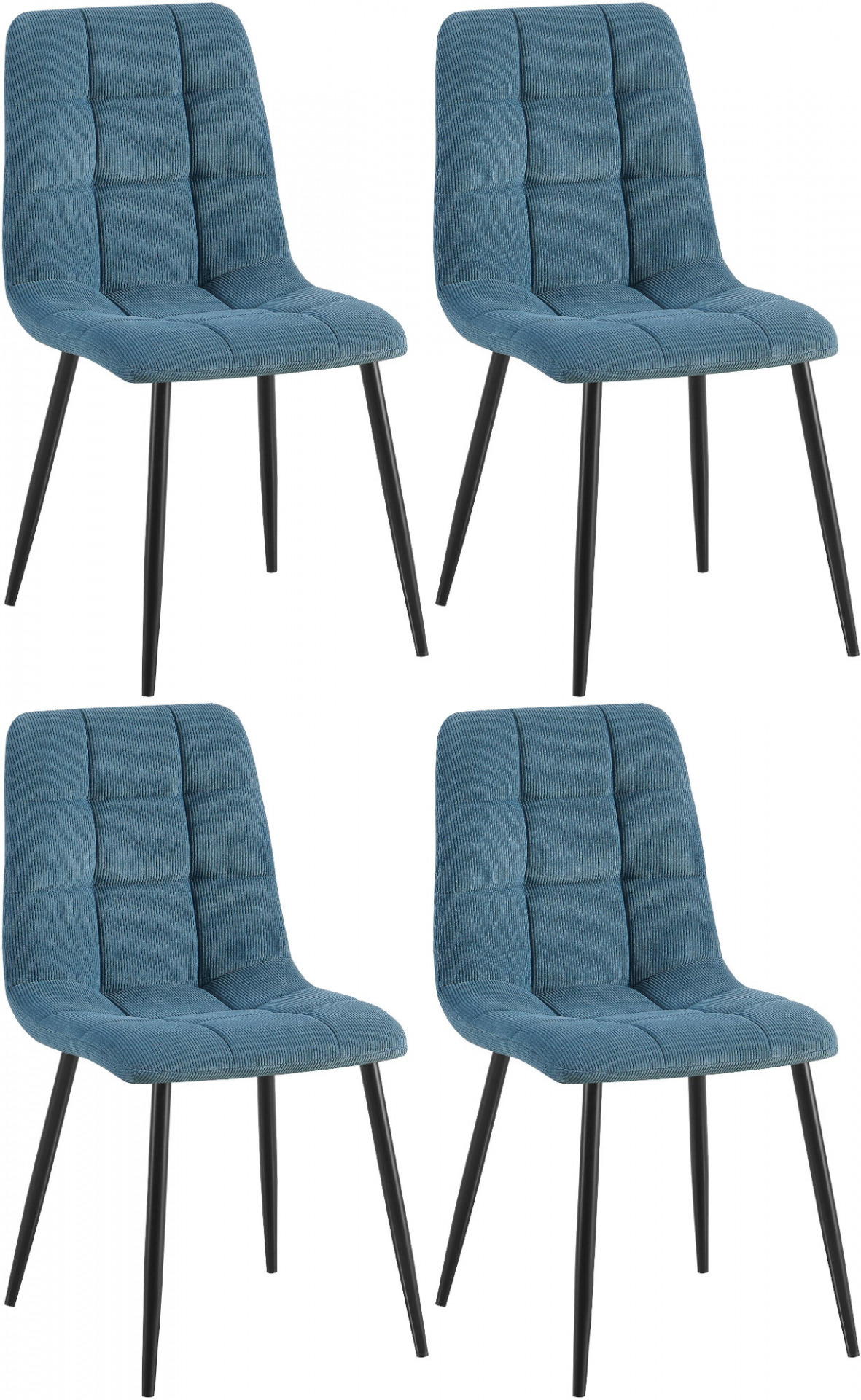 4er Set Esszimmerstuhl Tilde Cord, blau