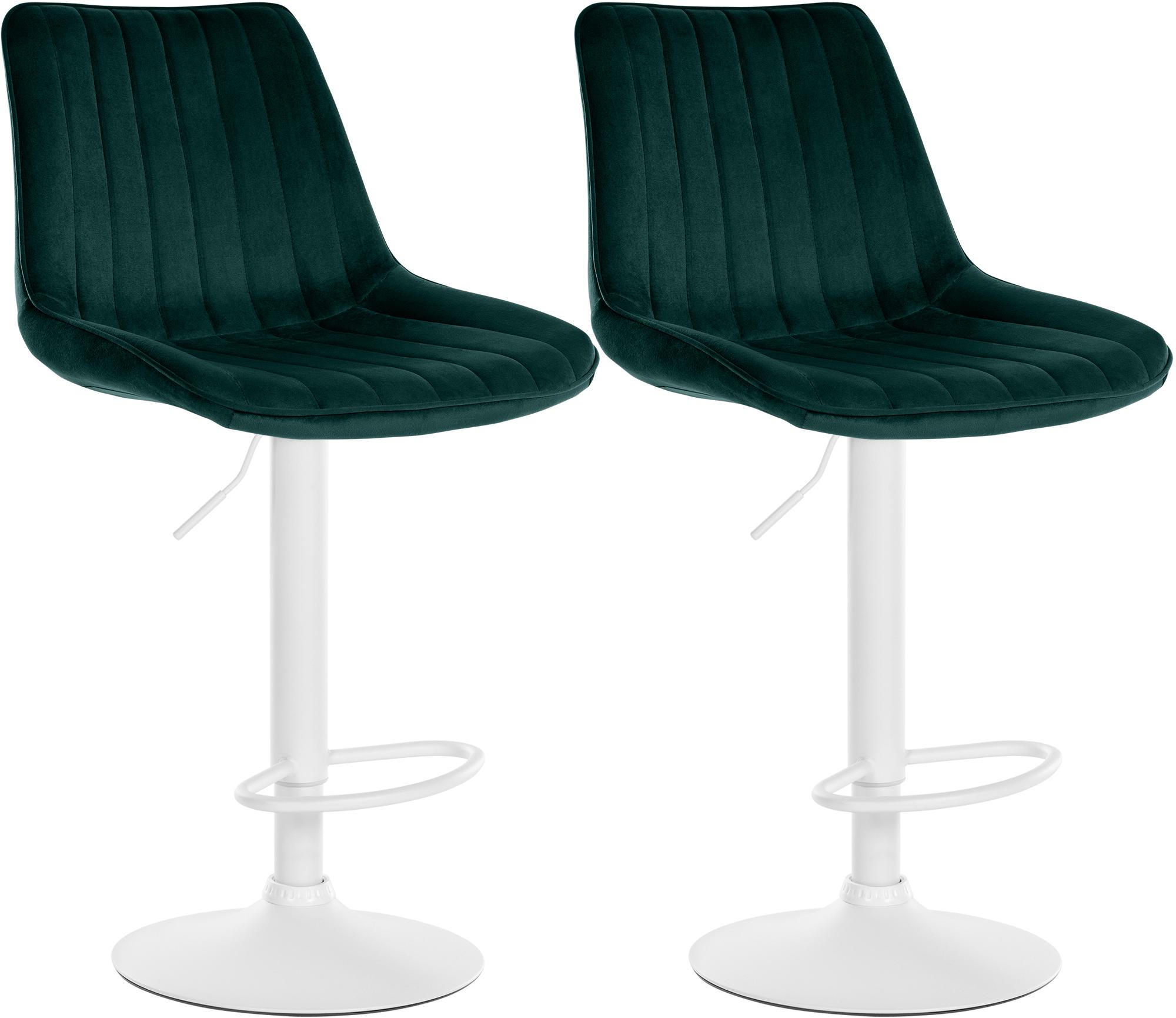2er Set Barhocker Toni Samt weiß, grün