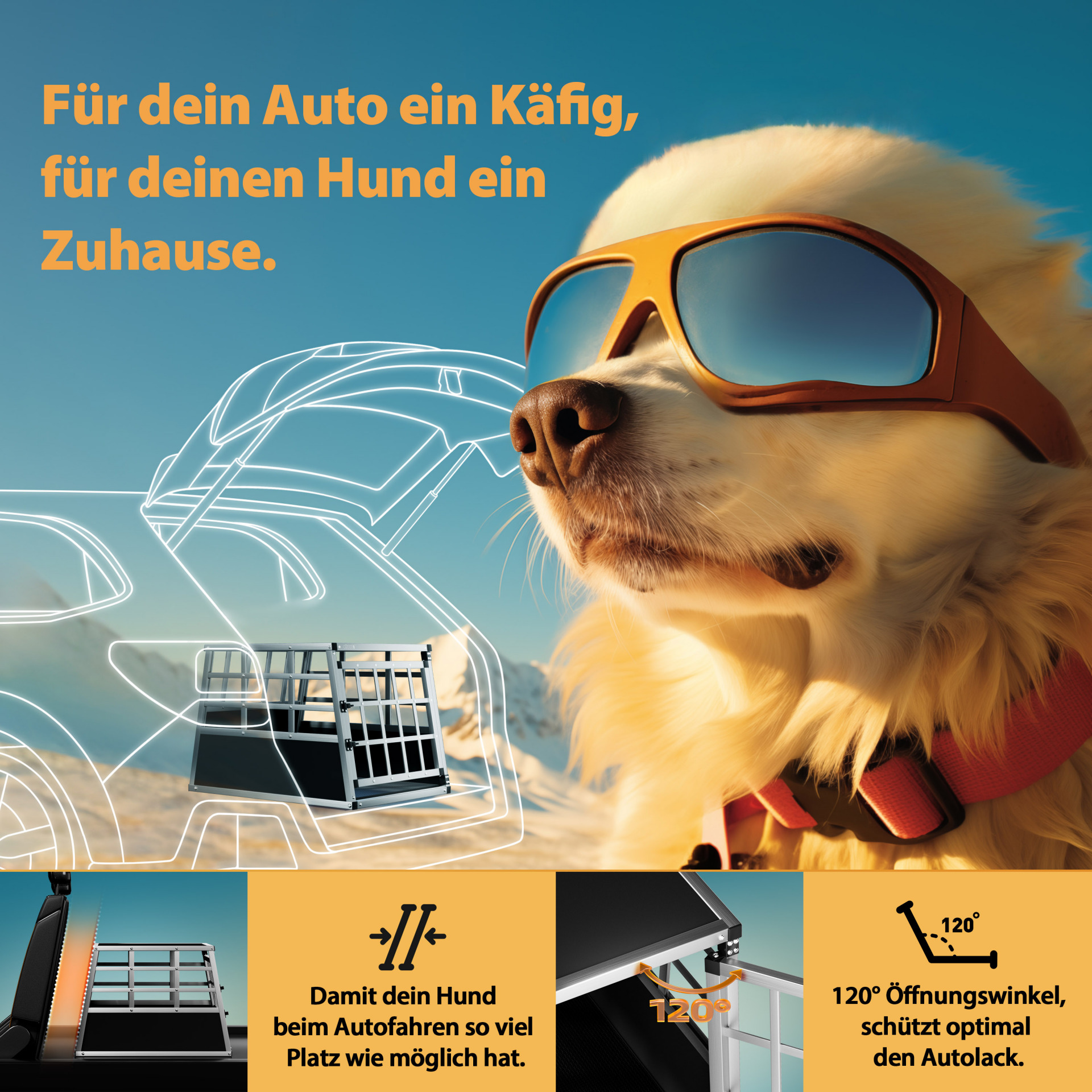 Hundetransportbox M Alu 70x54x51cm