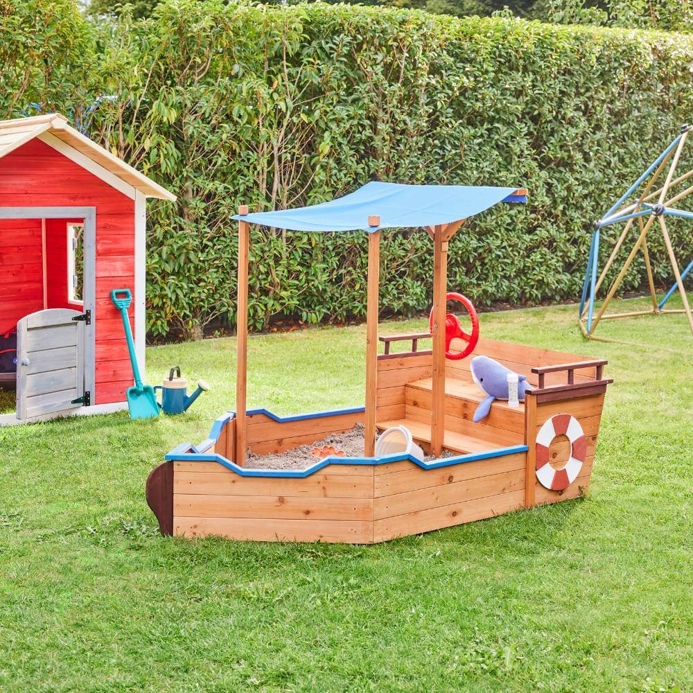 Sandkasten Schiffsoptik mit Bank MATSCHEKISTE - 160 x 78 cm