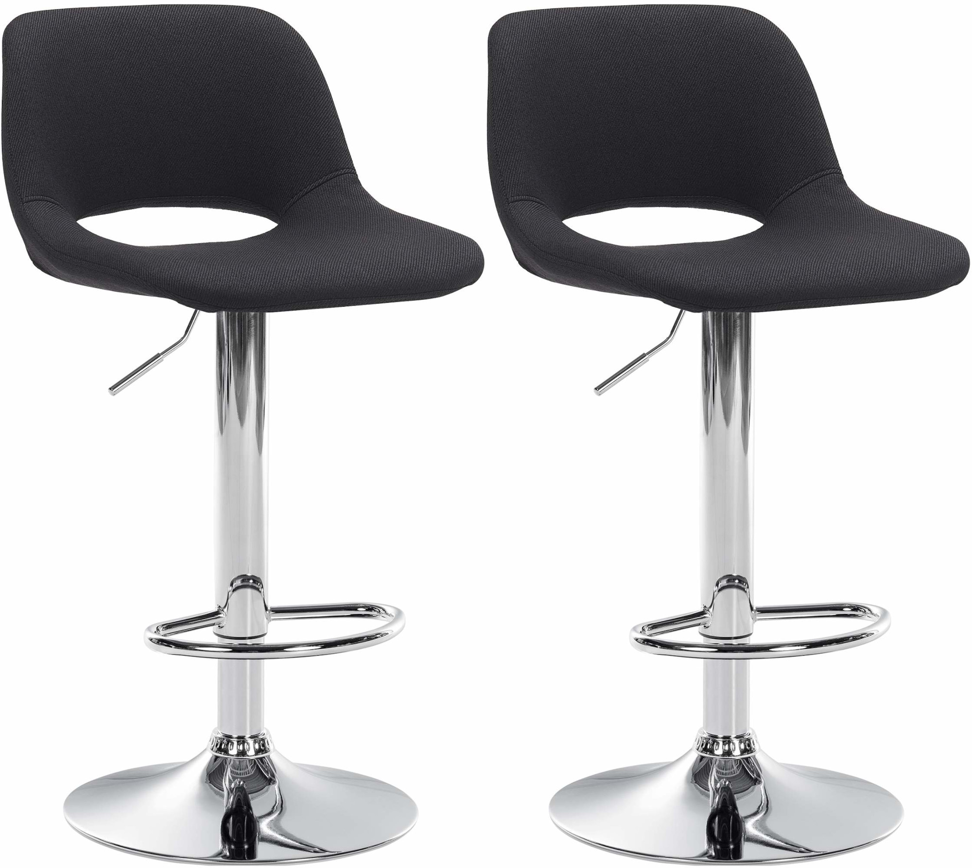 2er Set Barhocker Camden Stoff chrom, schwarz
