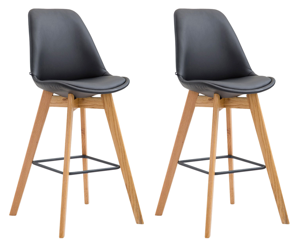 2er Set Barhocker Metz Kunstleder natura, schwarz