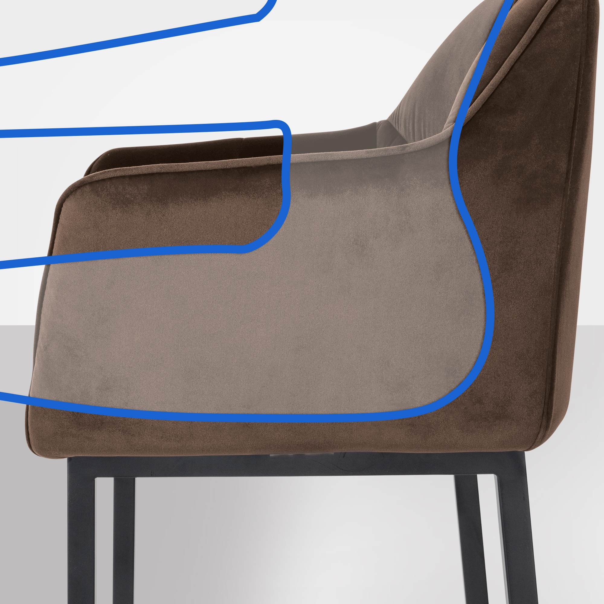 Barhocker Damaso B Samt mit 4-Fuß Gestell, braun