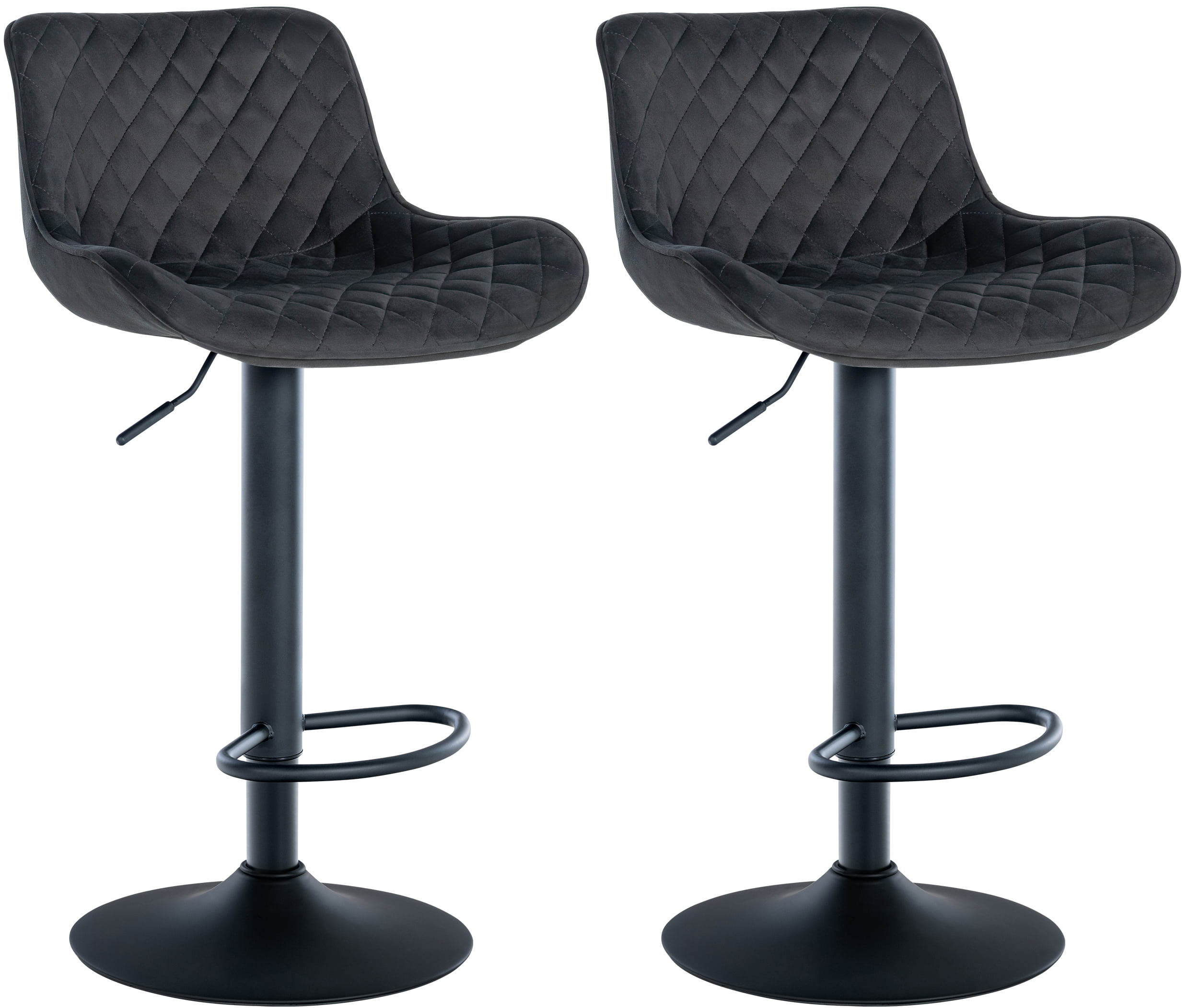 2er Set Barhocker Minosa Samt, schwarz