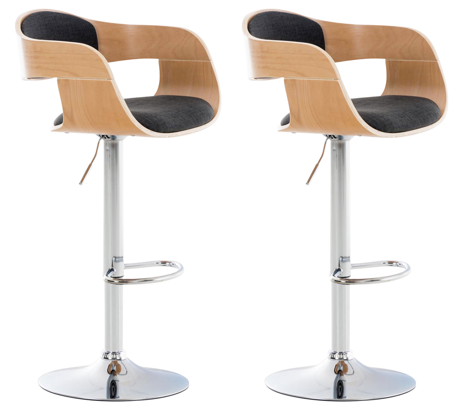 2er Set Barhocker Kingston C Stoff, natura/dunkelgrau