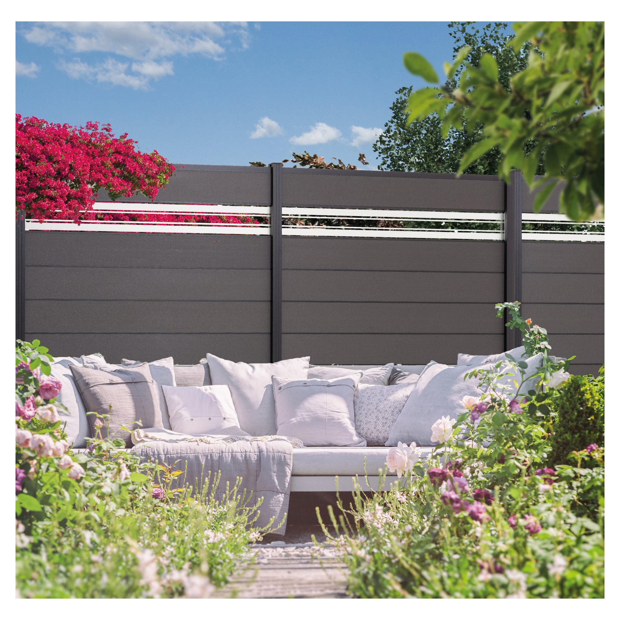 Aluminium-Pfosten für Steckzaunserien, ANTHRAZIT, 68 x 68 x 2400 mm, NO045