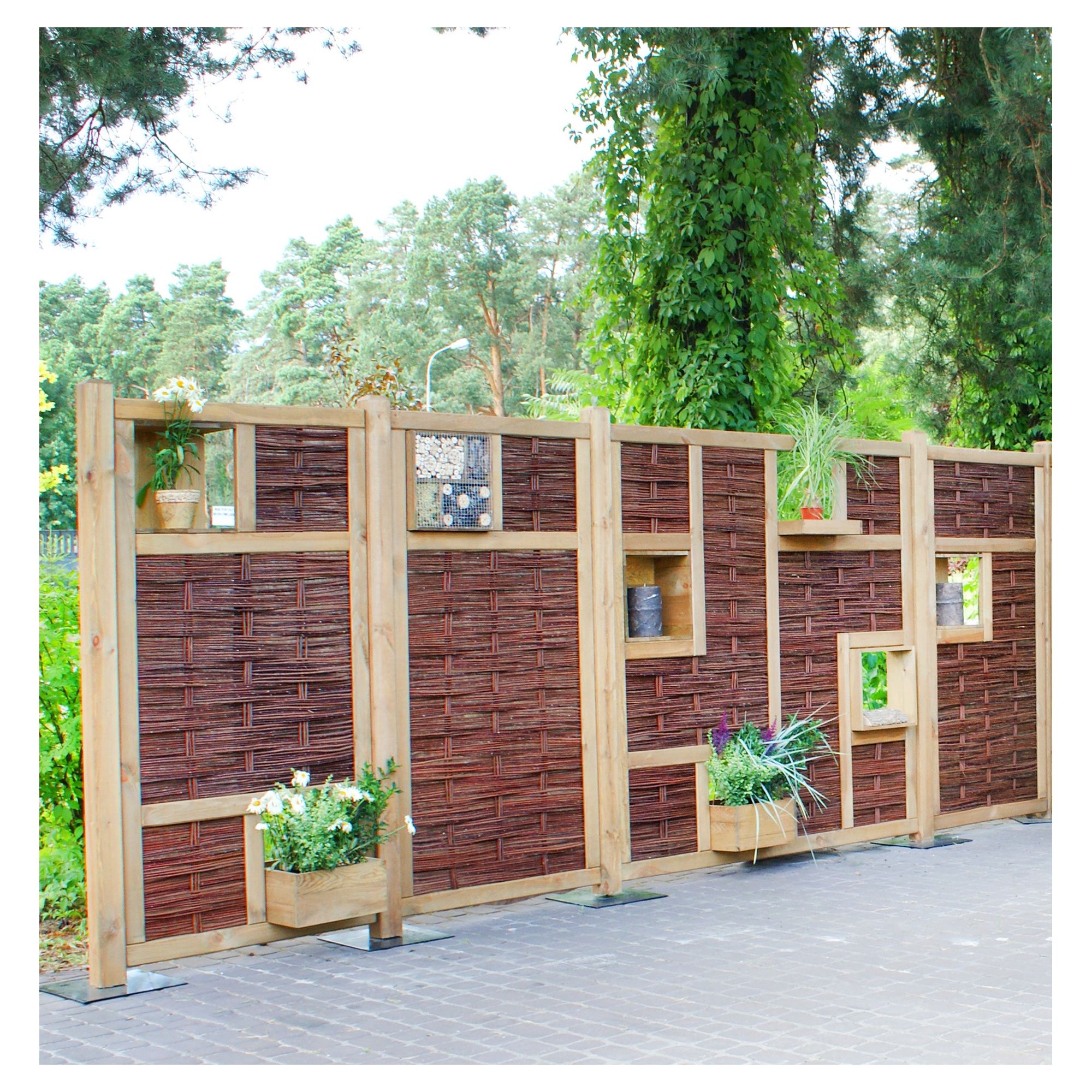 LABO-3D Weidengeflechtzaun, 94 x 180 cm, 2 Fenster oben+unten, Rahmen 70 x 35 mm