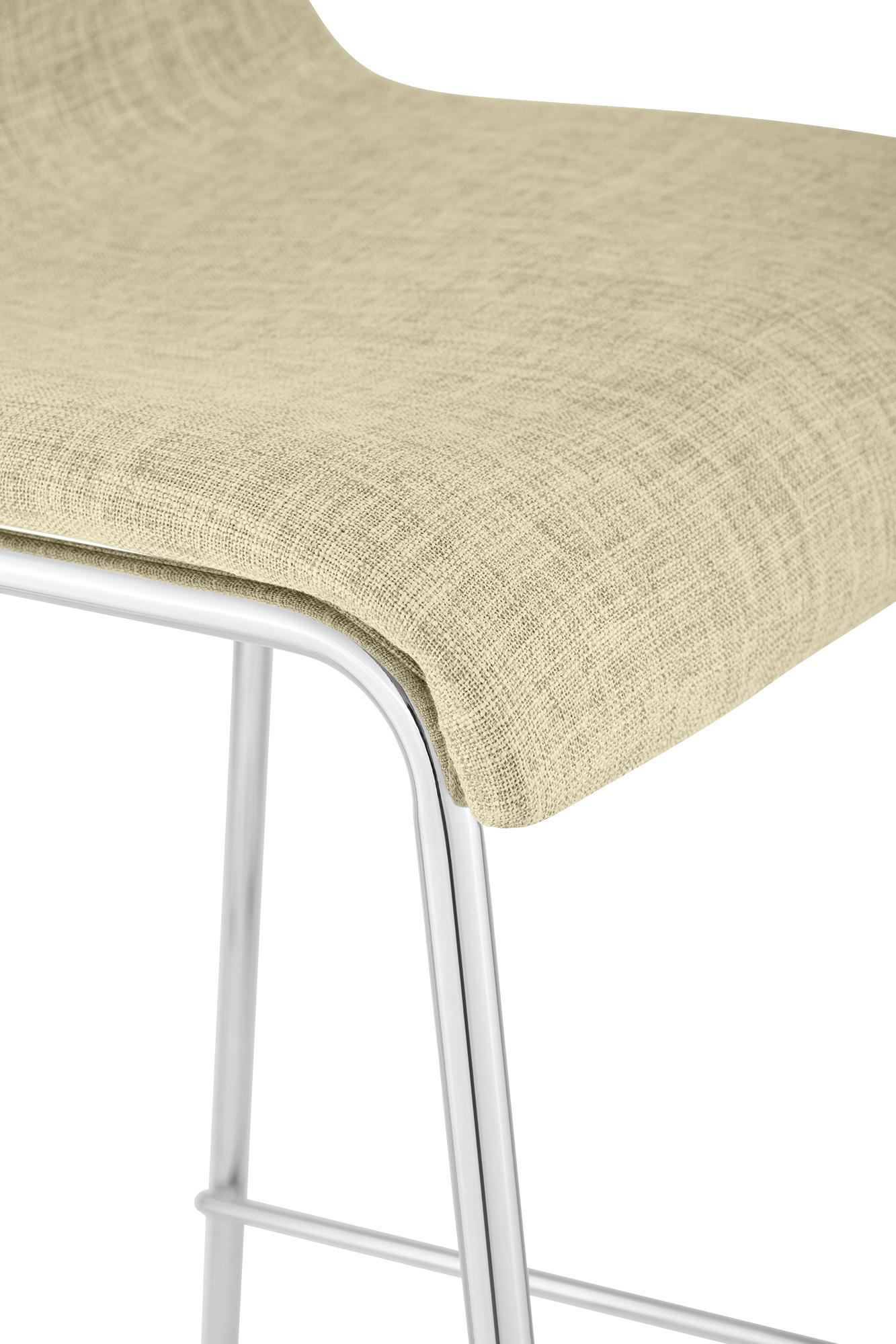 Barhocker Hoover Stoff 4-Fuß Gestell Chrom, creme