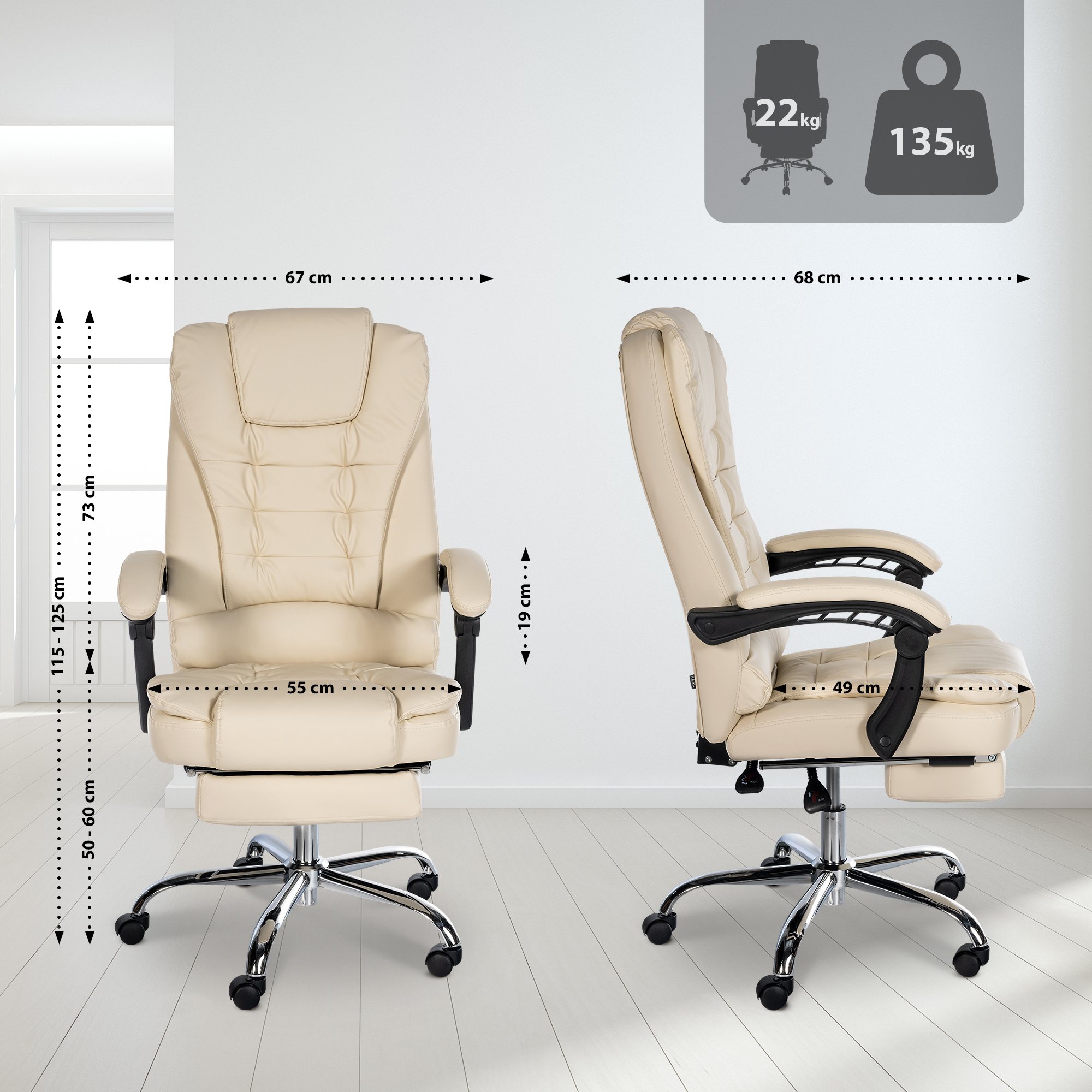 Bürostuhl Oxygen Kunstleder, creme