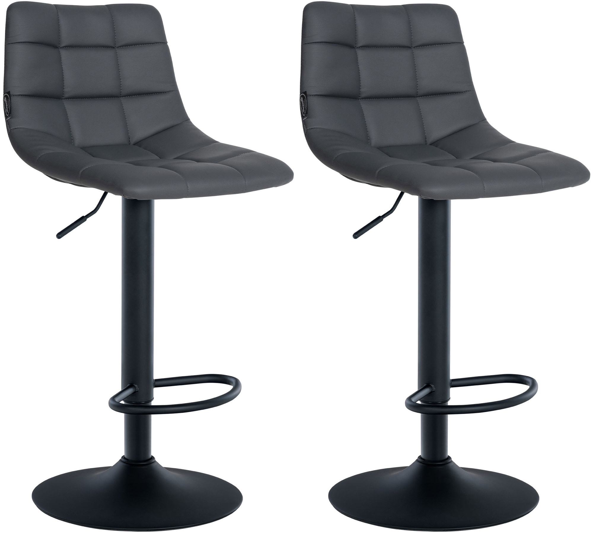 2er Set Barhocker Jerry Kunstleder schwarz, grau
