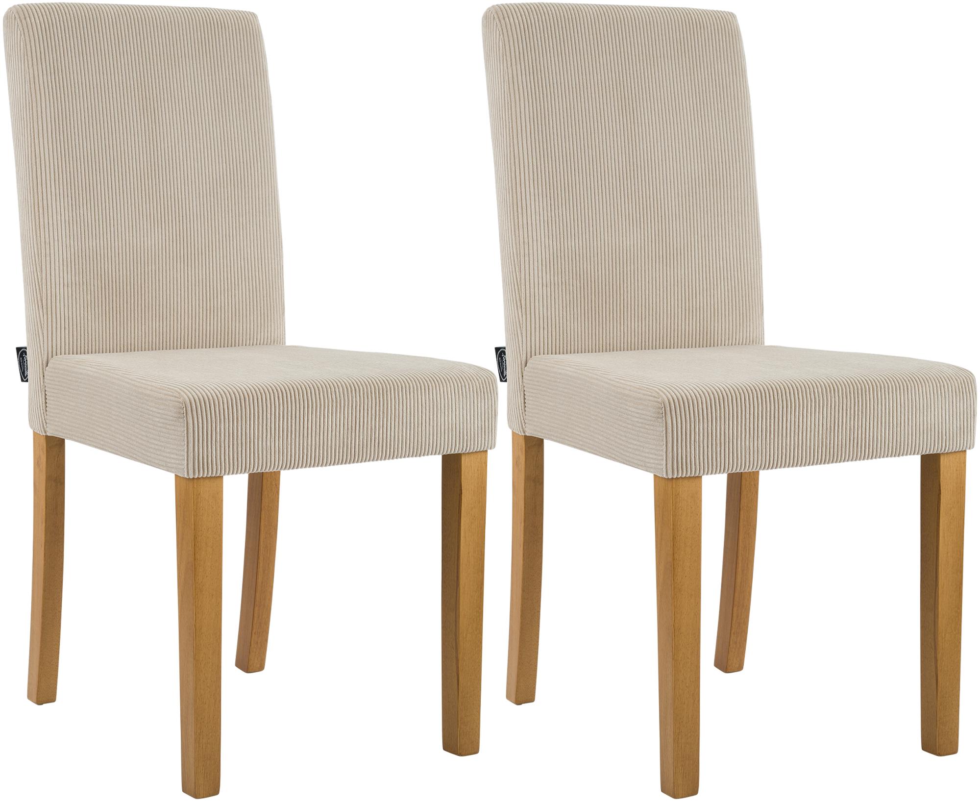 2er Set Esszimmerstuhl Ina Cord antik hell, hellbraun