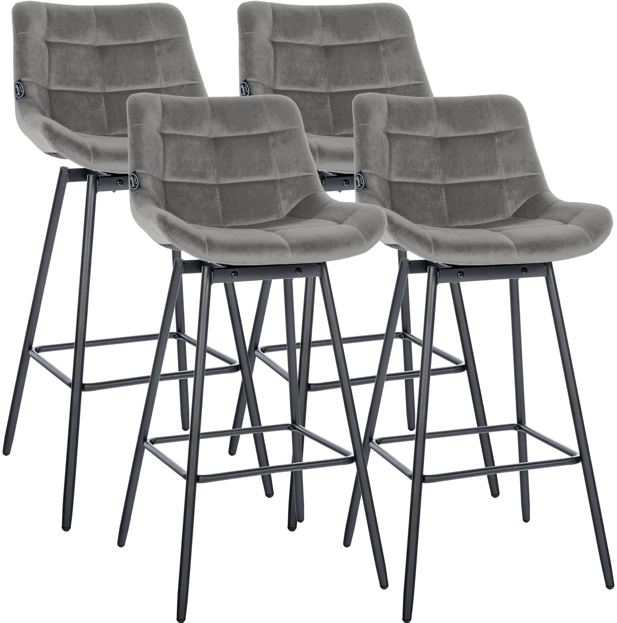 4er Set Barhocker Weston Schwenkbar Samt, grau