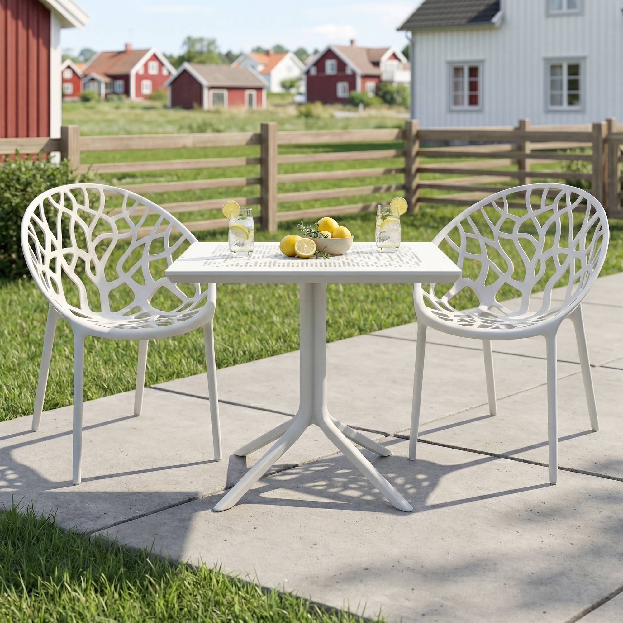 Gartenmöbel-Set Avara mit 2 Stühlen, weiß