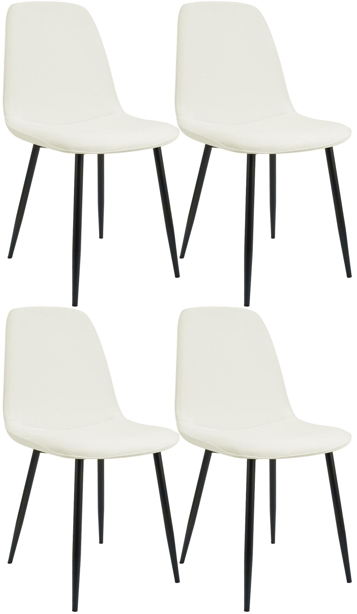4er Set Esszimmerstuhl Maryam Stoff, creme