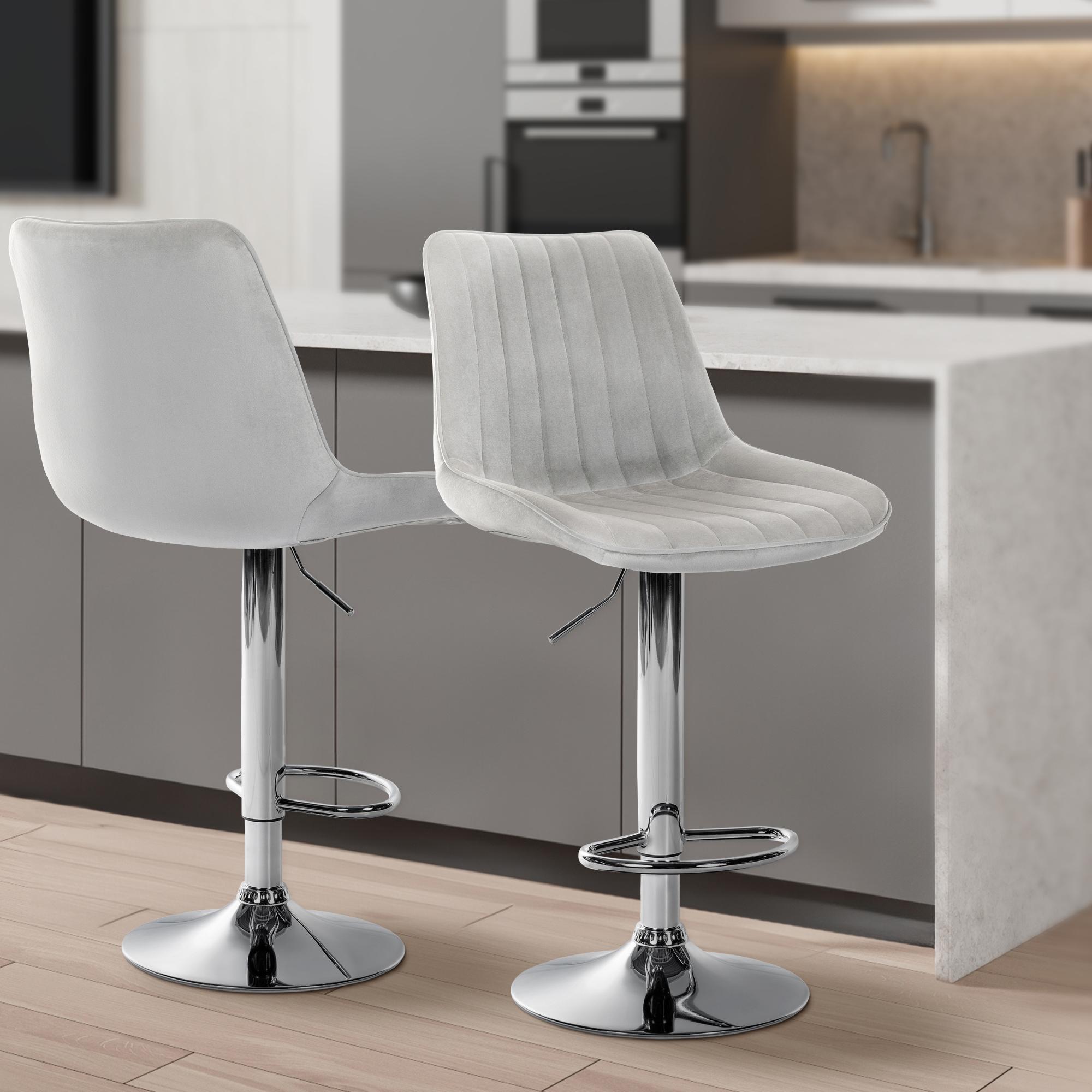 Barhocker Toni Samt chrom, grau