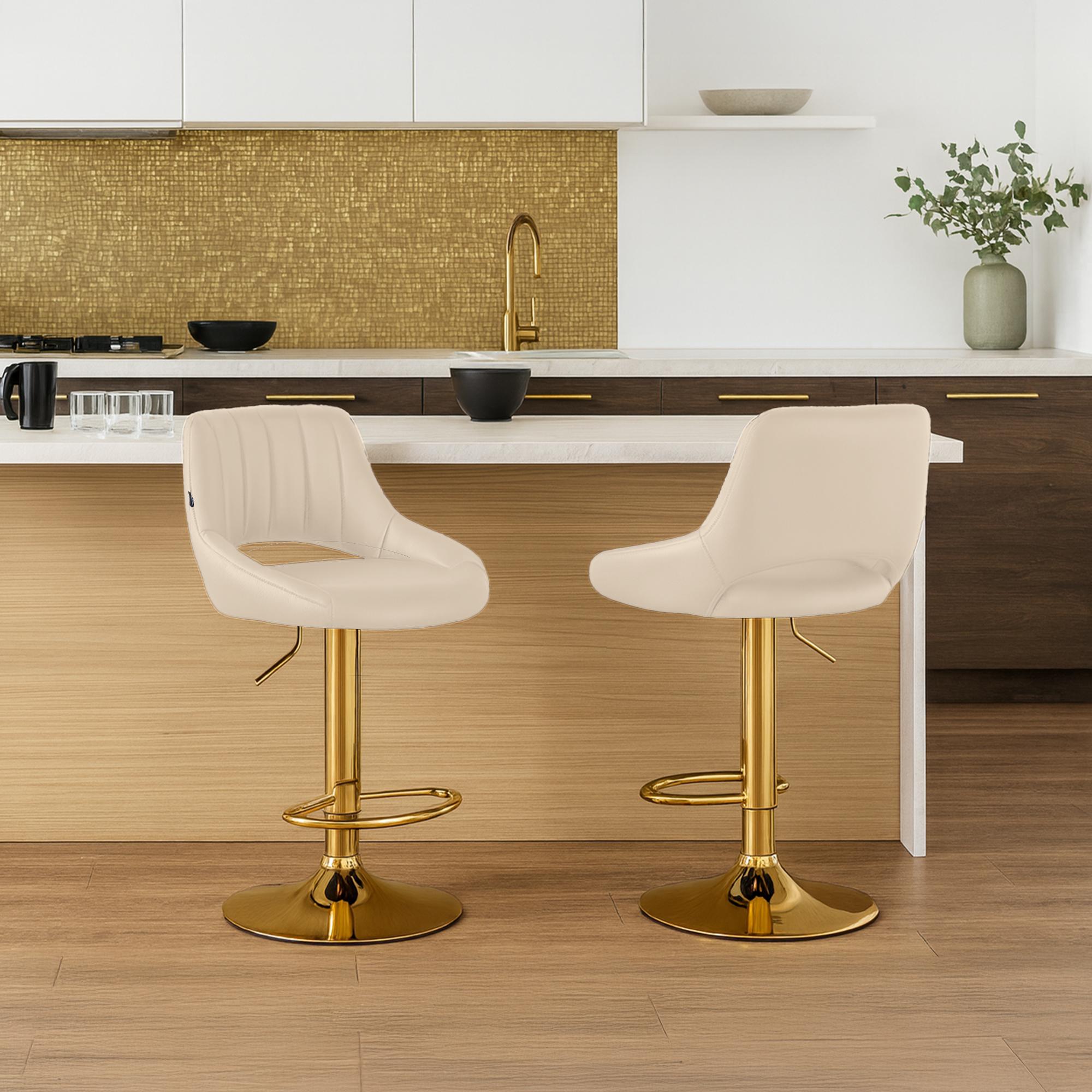 Barhocker Milet Kunstleder gold, creme