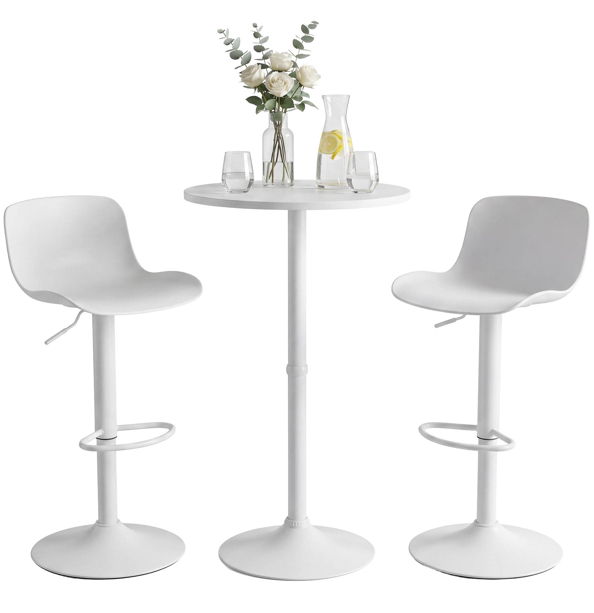 2er Bartisch Set Velor Kunststoff, weiß