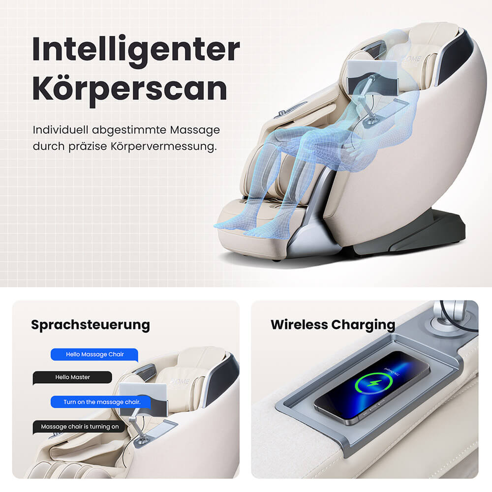 Massagesessel ALVINA mit Premium Webstoffpolsterung - Beige