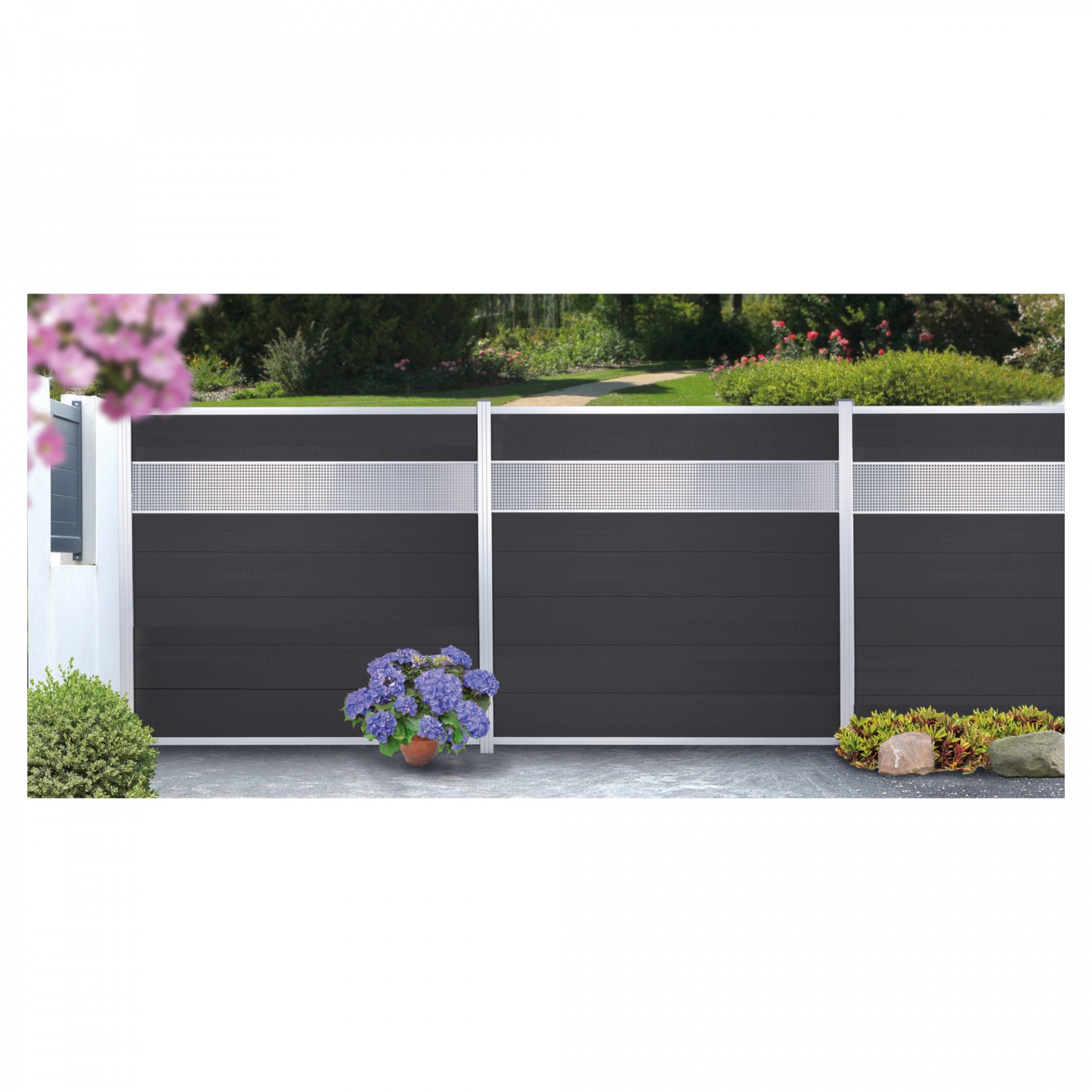TJÖRN-Serie WPC-Steckzaunsystem, Gitterfüllung, 6 x 206 x 1793 mm, SILBER