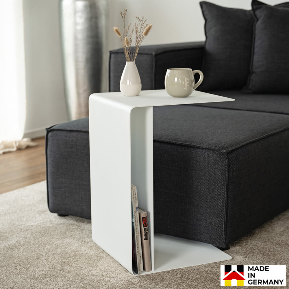Beistelltisch aus Metall ZIMA - 58 x 38 cm Weiß Made in Germany