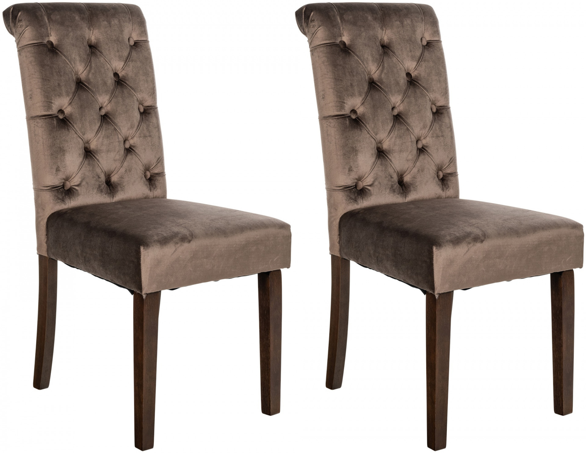 2er Set Esszimmerstühle Lisburn Samt, braun