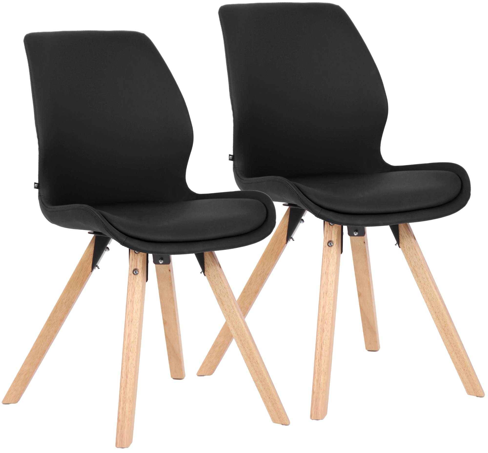 2er Set Stuhl Luna Kunstleder, schwarz