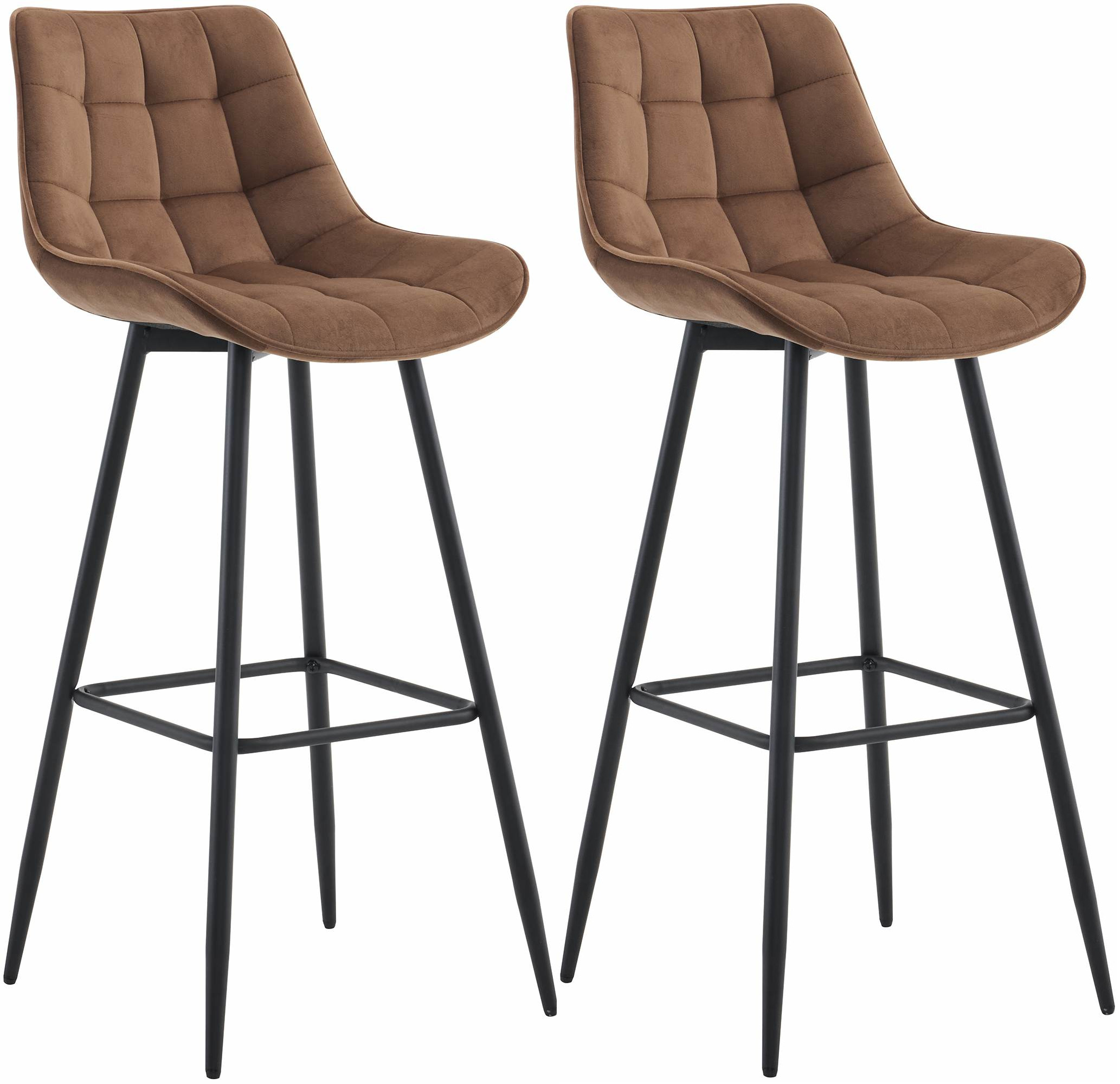 2er Set Barhocker Dartford Samt, braun