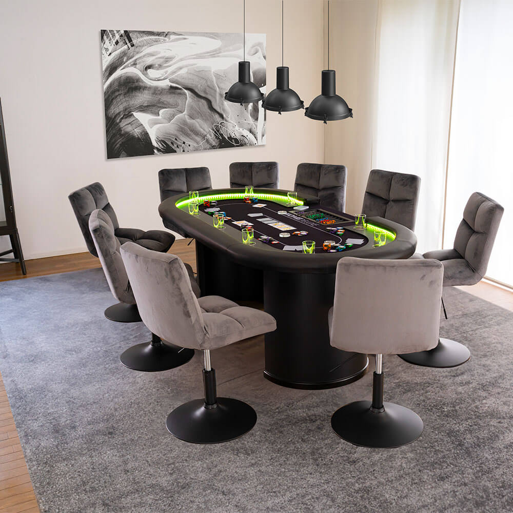 Barhocker höhenverstellbar 8er Set ACE - Samt Hellgrau