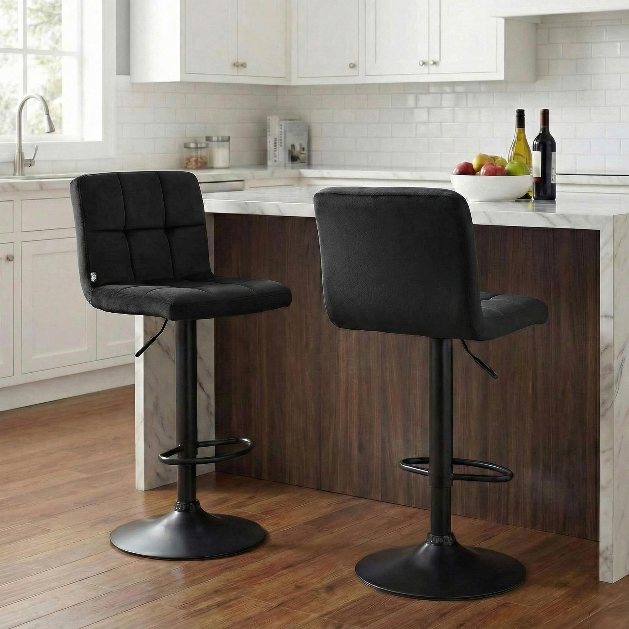2er Set Barhocker Peru Samt schwarz, schwarz