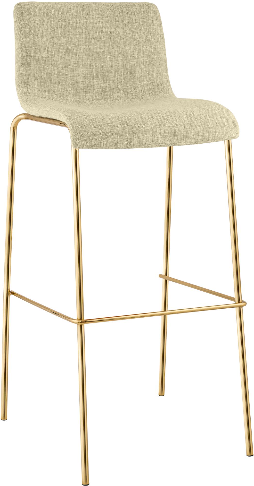 Barhocker Hoover Stoff 4-Fuß Gold, creme