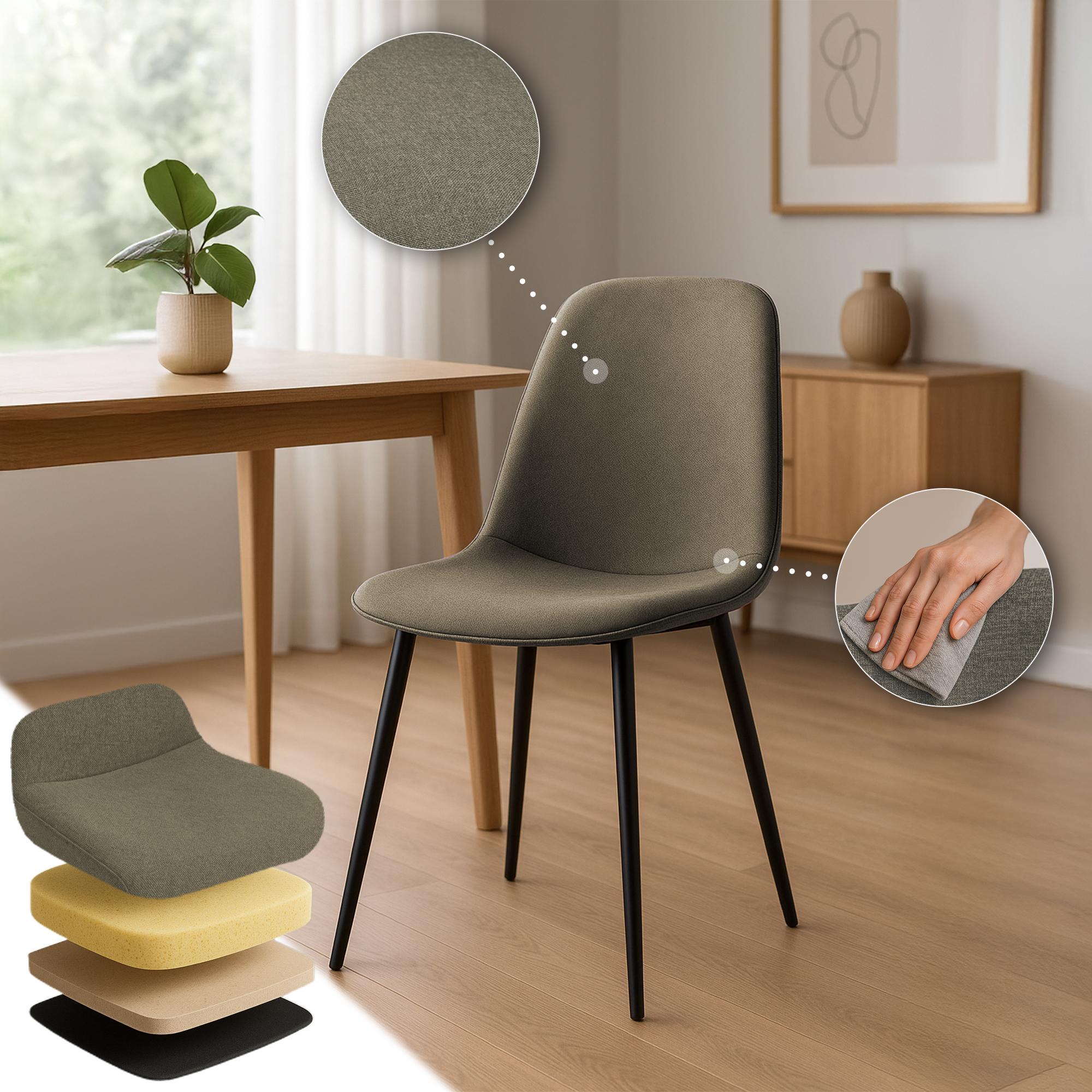 4er Set Esszimmerstuhl Maryam Stoff, taupe