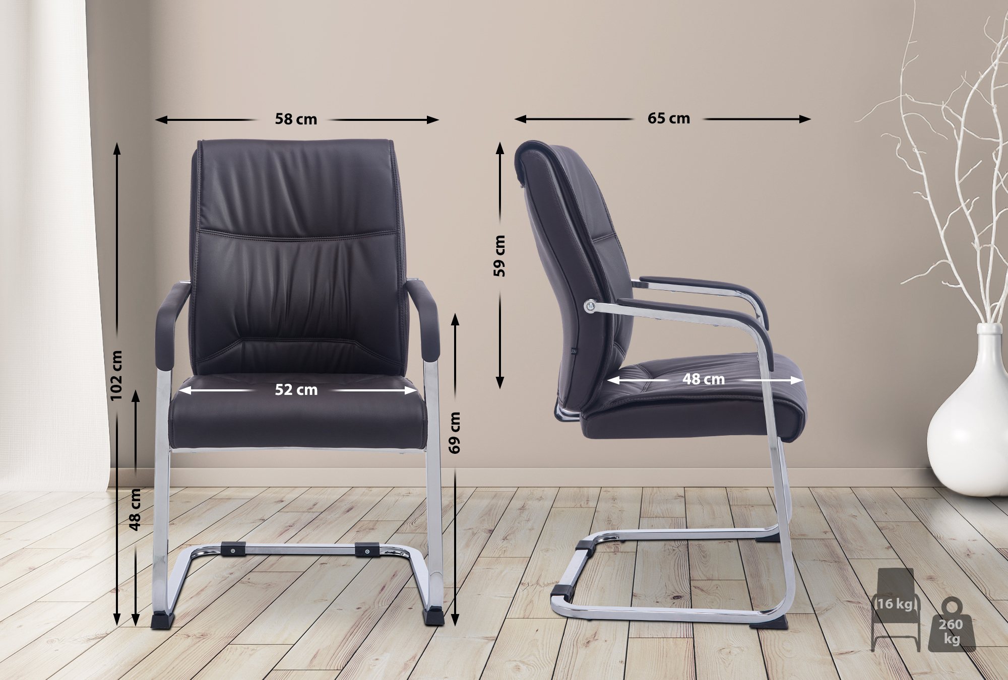 XL Besucherstuhl Anubis, braun