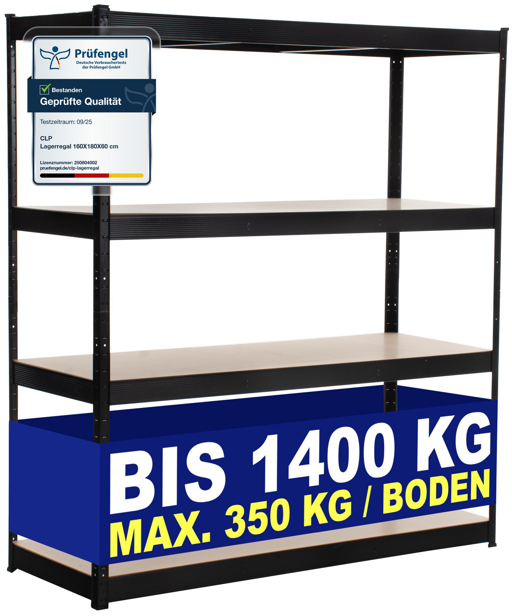 Lagerregal 160x60x180 cm, schwarz