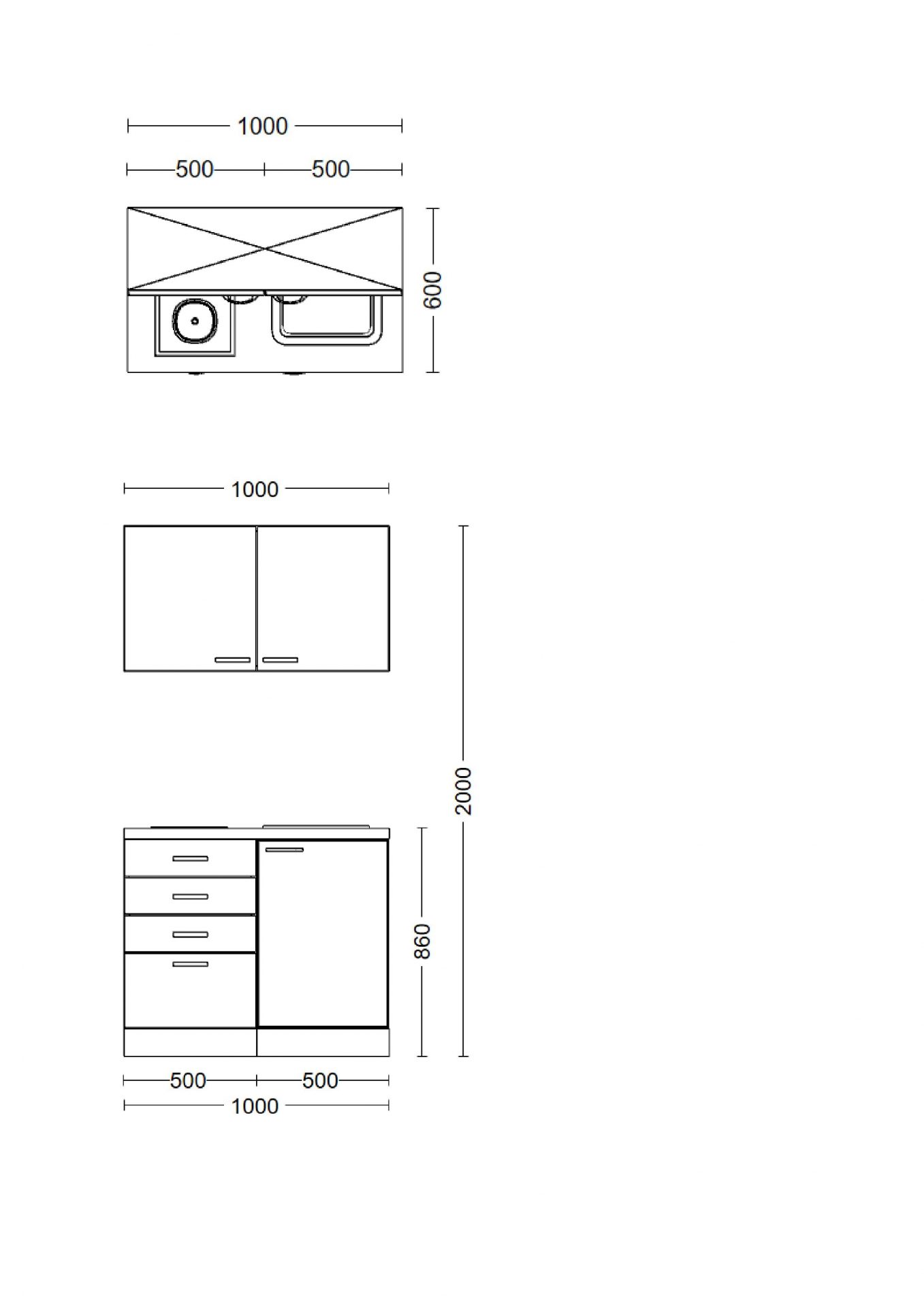 Miniküche VITA 100 cm mit E-Geräten