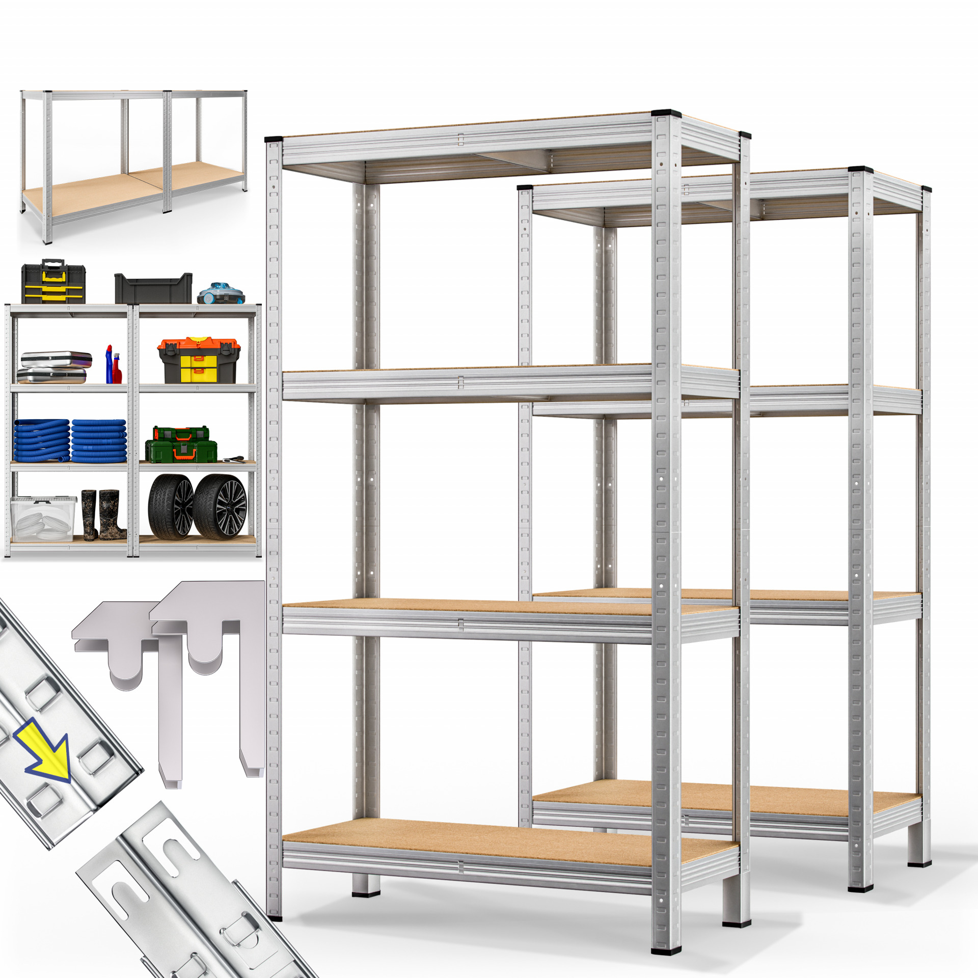 Schwerlastregal 2er-Set 160x90x40cm verzinkt 700kg