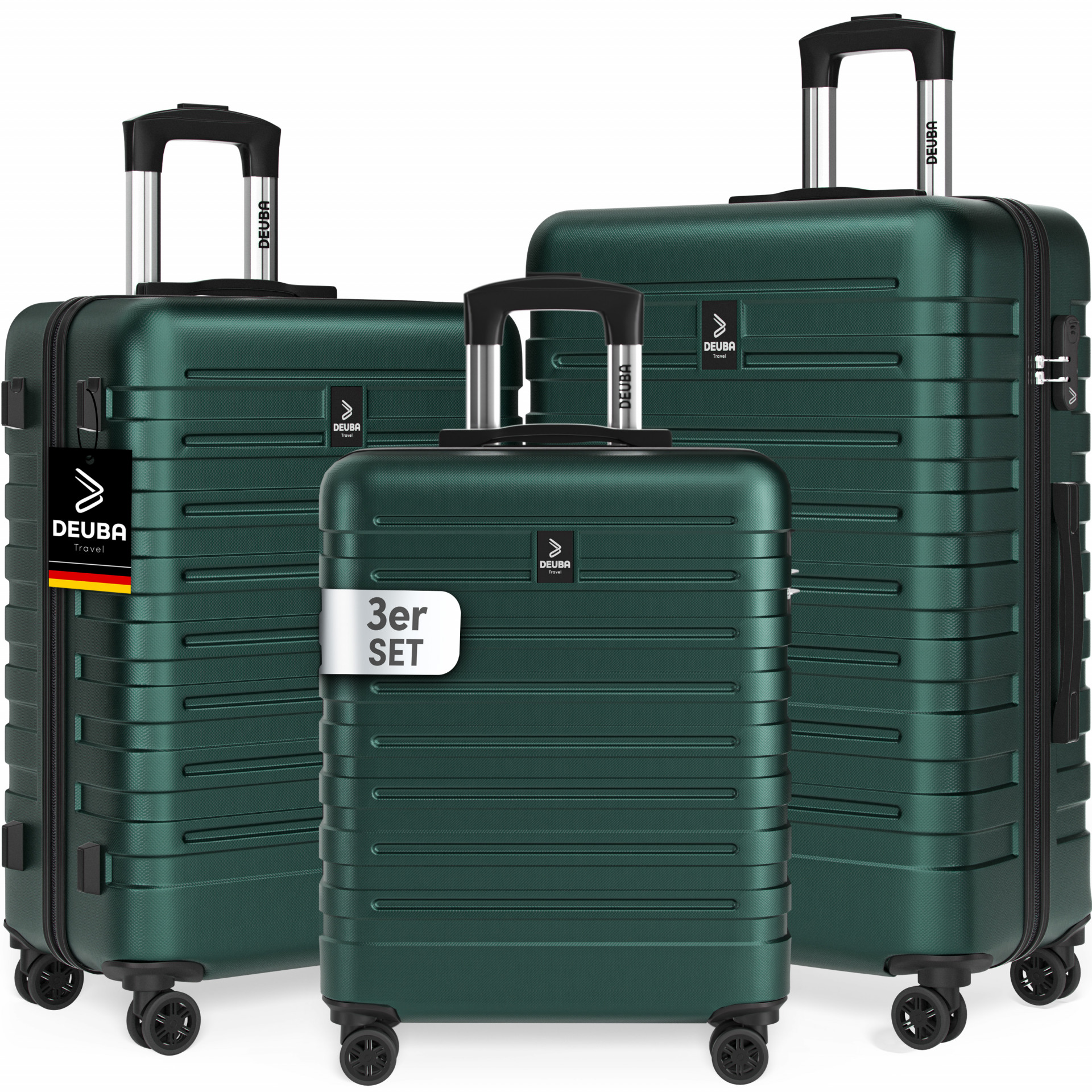 Hartschalenkoffer New York Set 3-tlg Grün Rollen 360º ABS