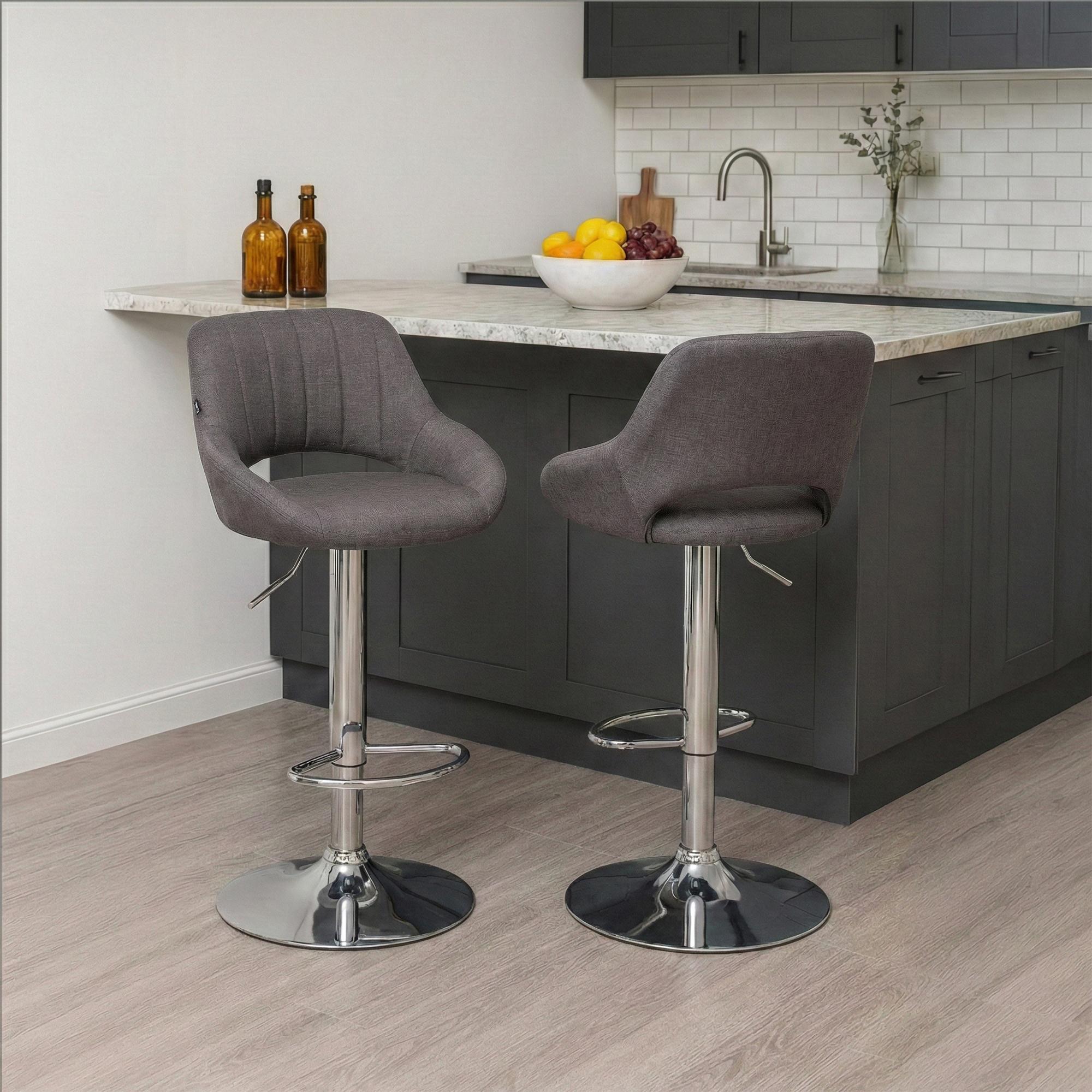 2er Set Barhocker Milet Stoff C, dunkelgrau