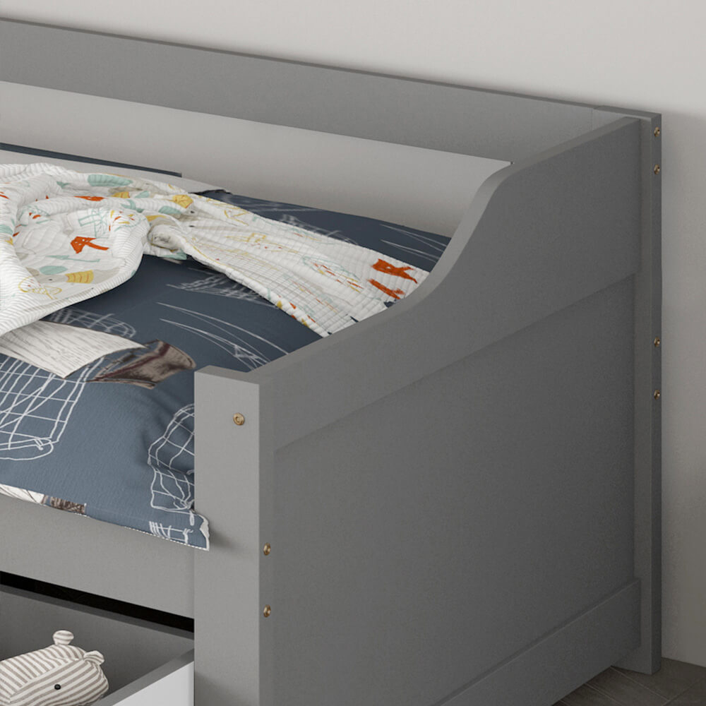 Kinderbett COSMOS mit Schubladen - 90 x 200 cm Grau