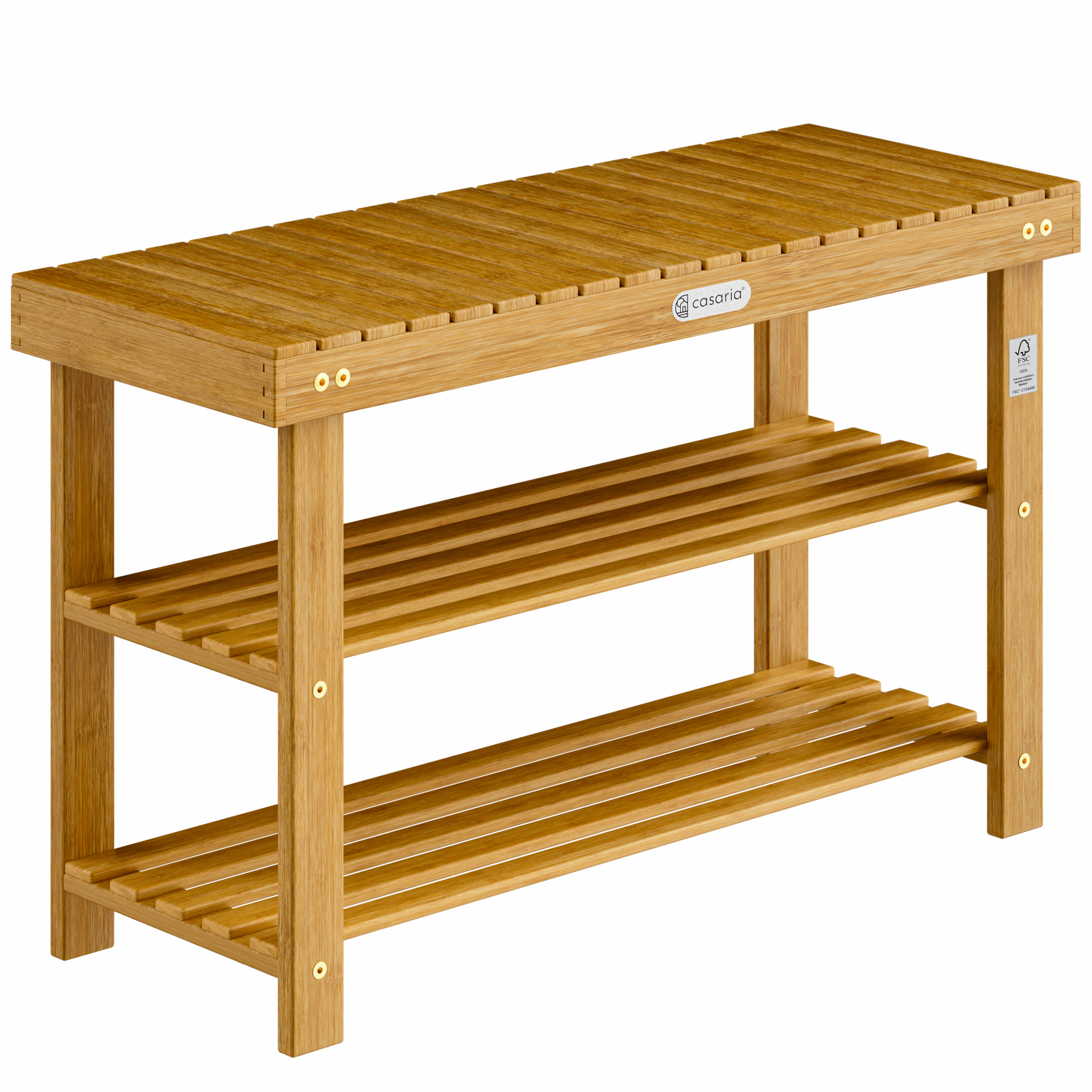 Schuhregal 2in1 Akazienholz FSC®-zertifiziert 90x33x46cm