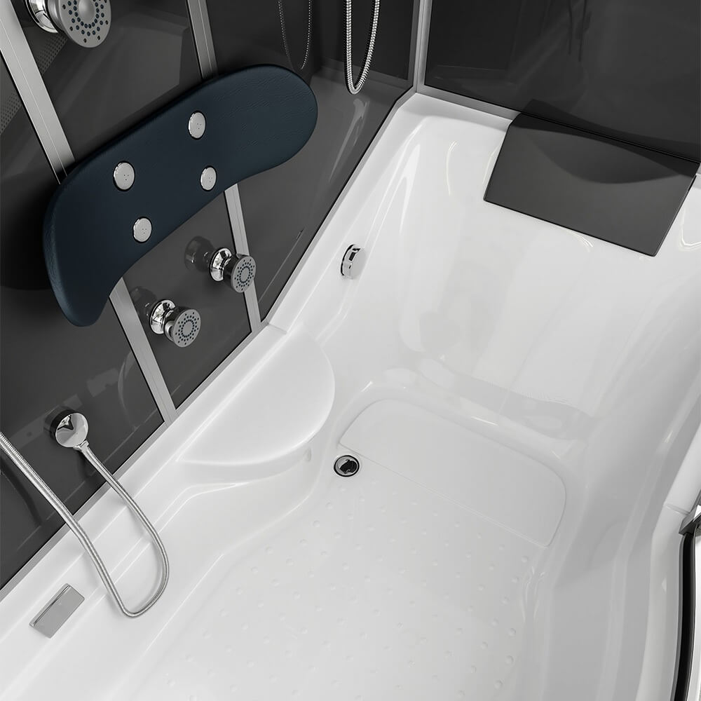 Duschkabine mit Badewanne ALLIN 2IN1 - 170 x 90 Schwarz Links