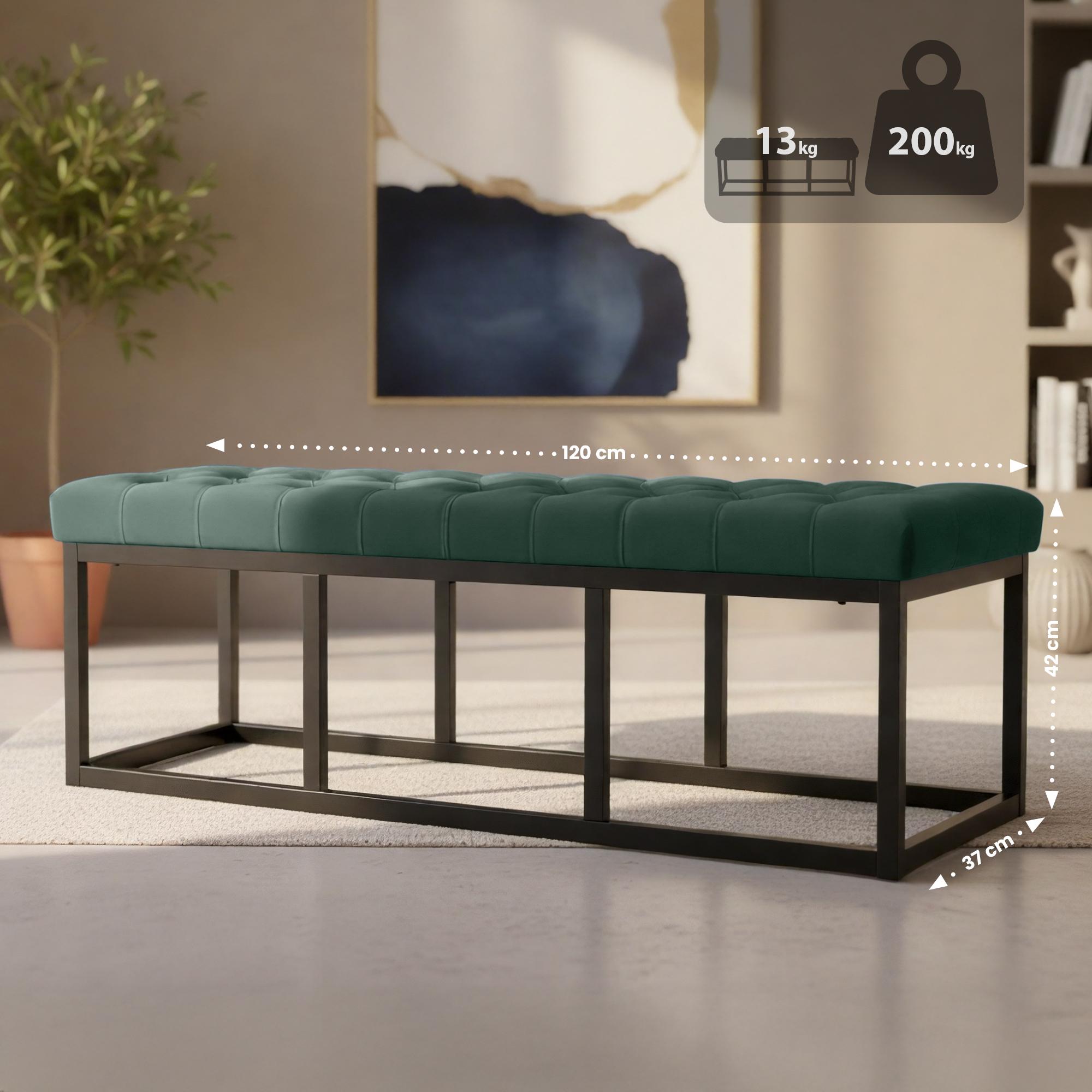 Sitzbank Polson Samt Schwarz 120 cm, grün