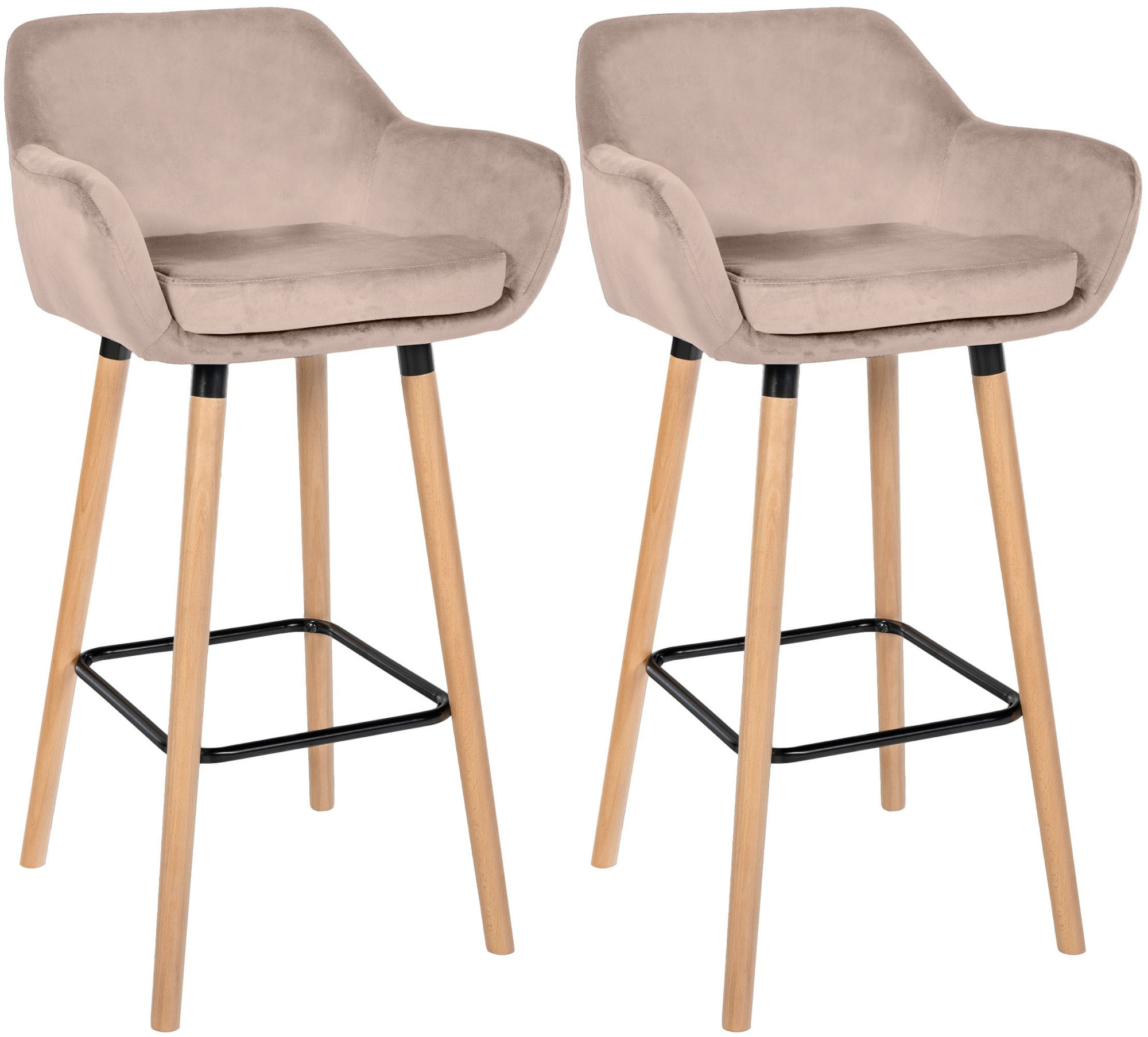 2er Set Barhocker Grant Samt, hellgrau
