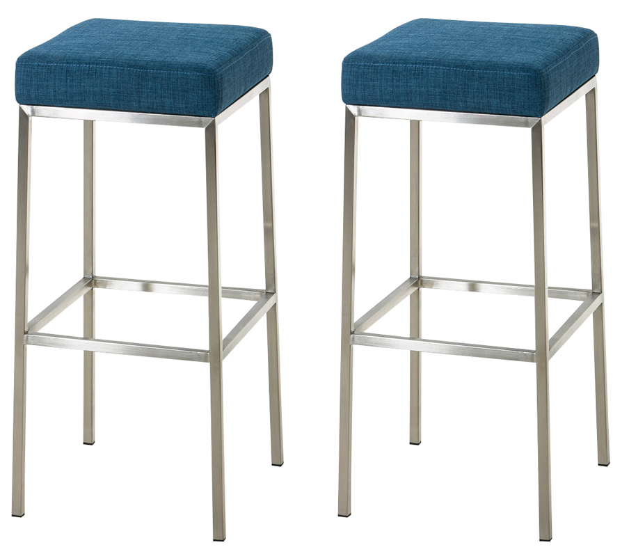 2er Set Barhocker Montreal 85 Stoff edelstahl, blau